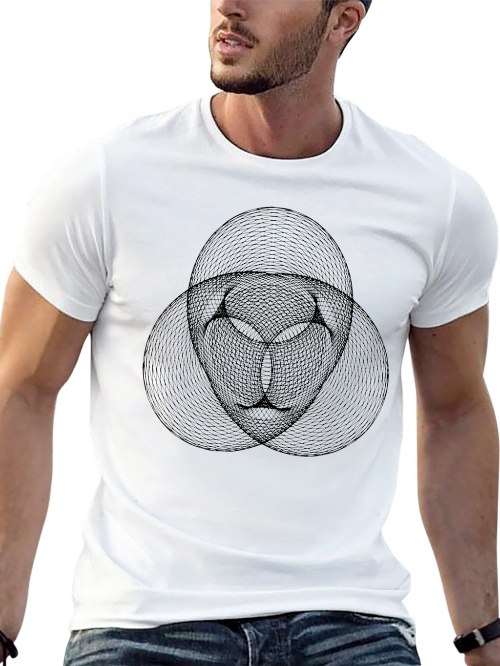 Geometric Black T-Shirt - Abstract Circle Design
