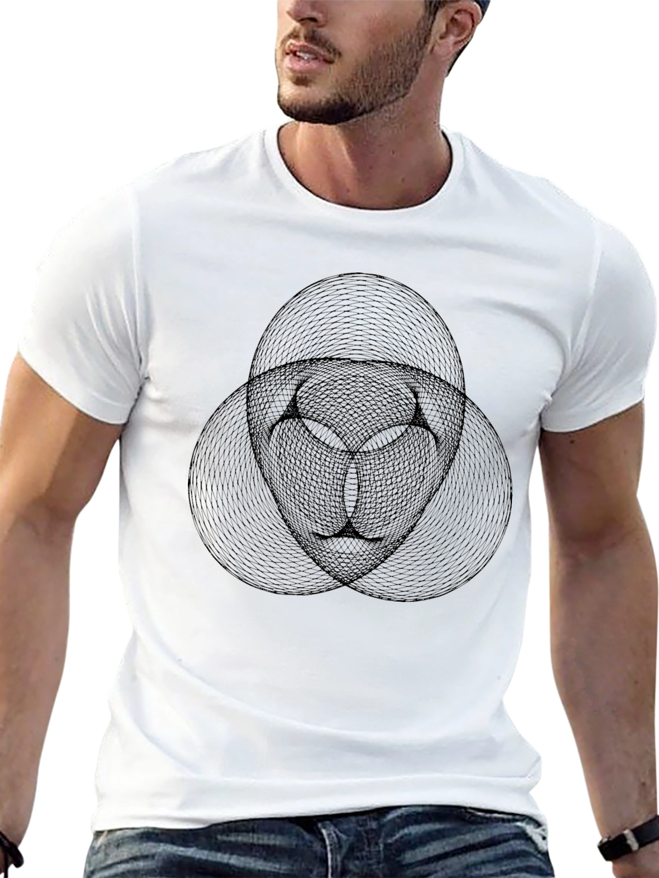 Geometric Black T-Shirt - Abstract Circle Design