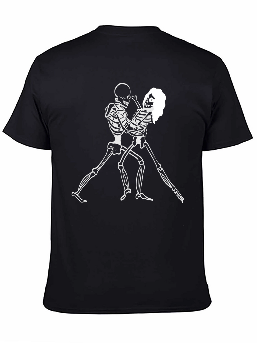 Dancing Skeletons Graphic Tee - Black Crewneck Shirt