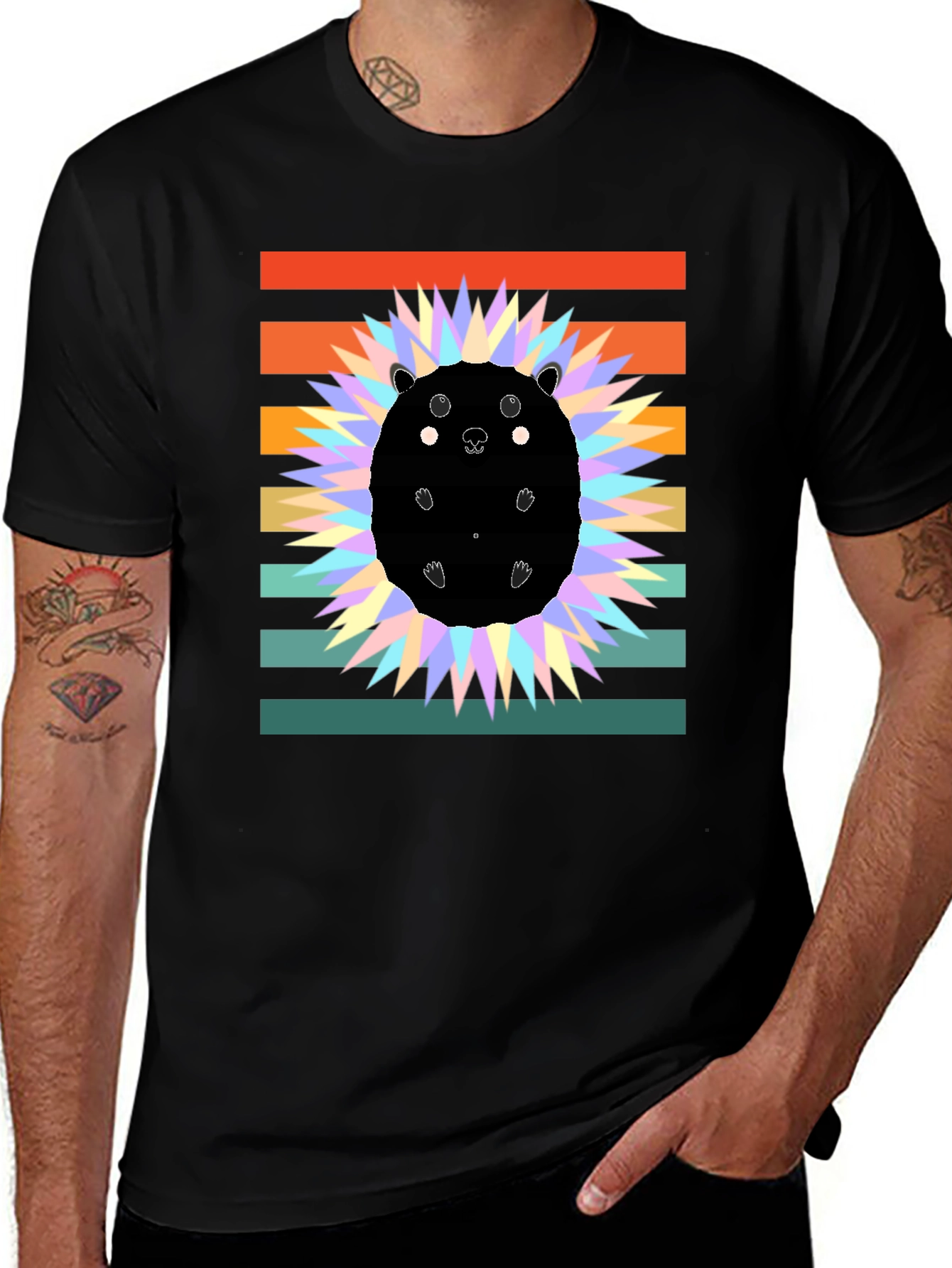 Retro Hedgehog Graphic Tee - Stylish Animal Lover Shirt