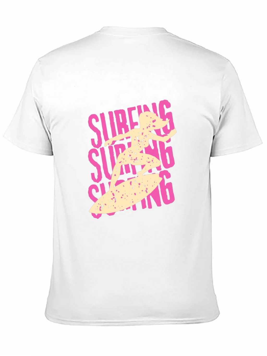 Surfing Girl Graphic Tee - Black Cotton Casual T-Shirt