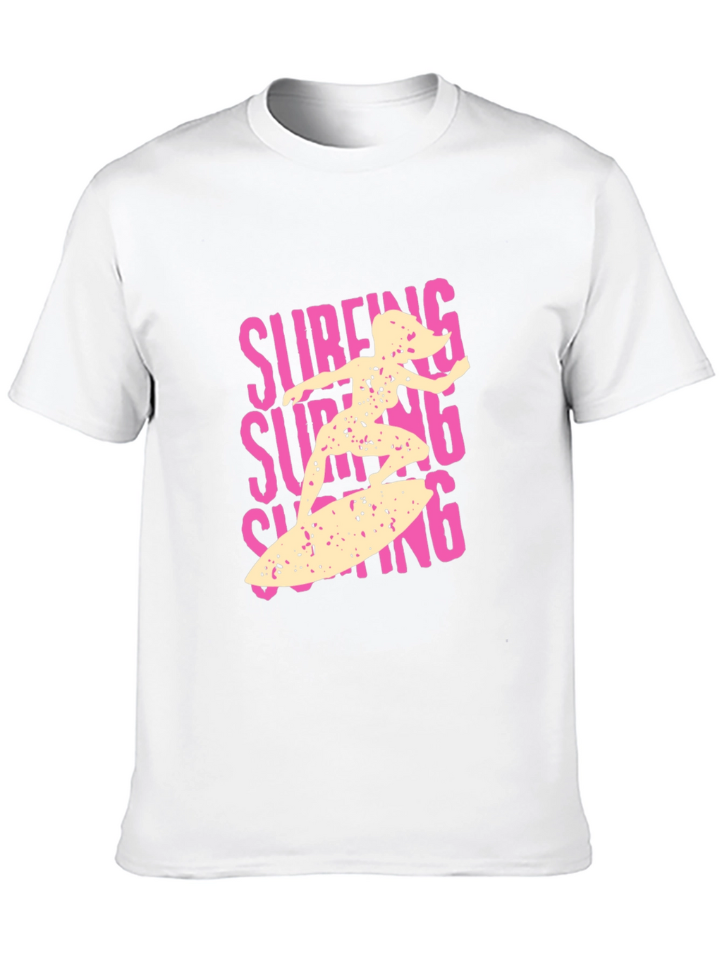 Surfing Girl Graphic Tee - Black Cotton Casual T-Shirt