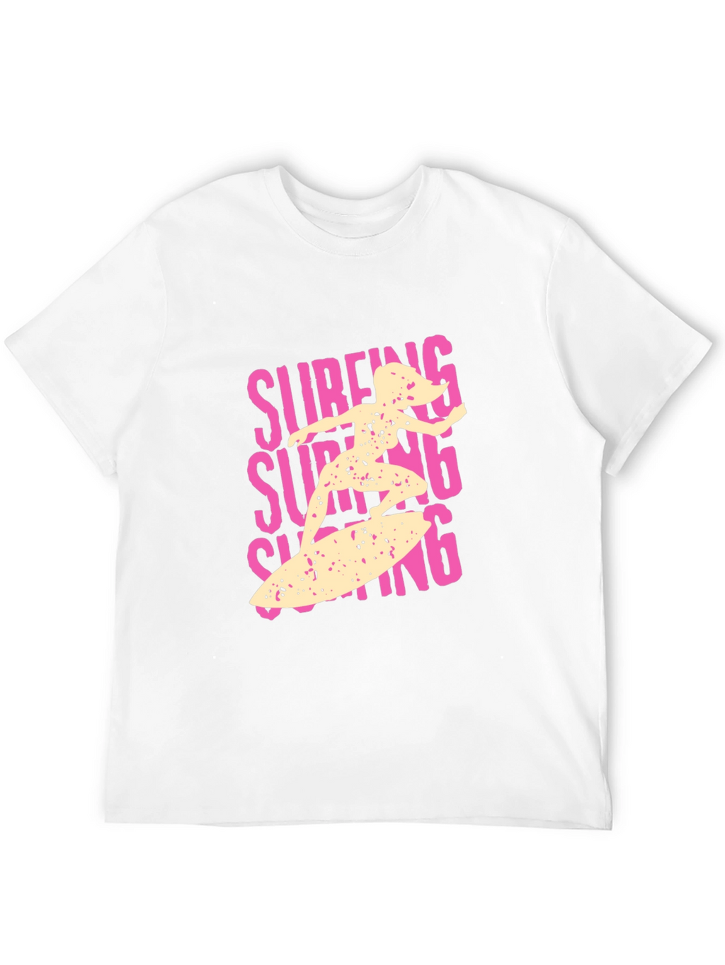 Surfing Girl Graphic Tee - Black Cotton Casual T-Shirt