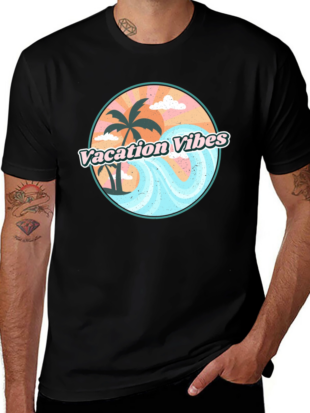 Vacation Vibes Graphic Tee - Mens Black T-Shirt