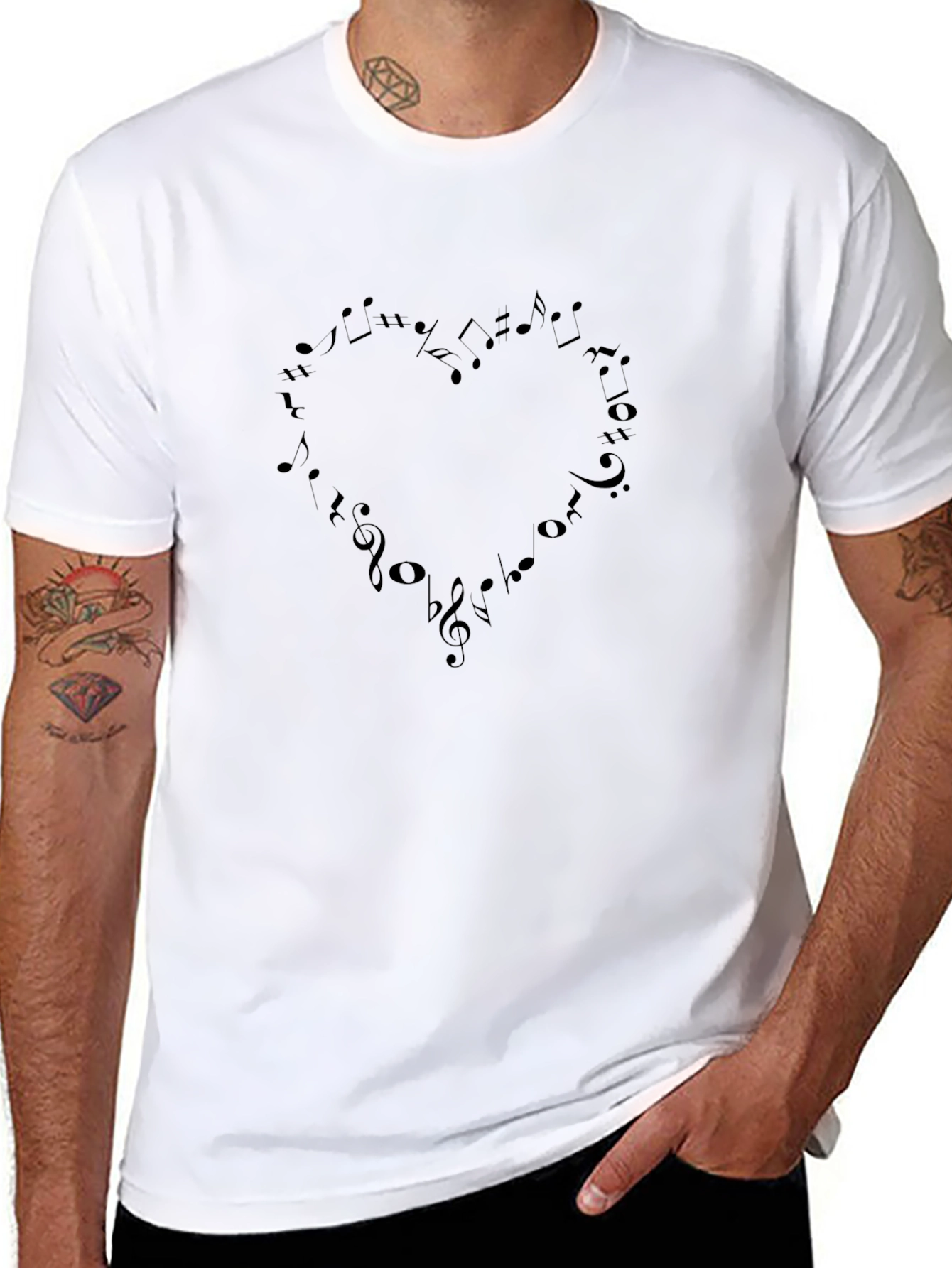 Musical Heartbeat Tee - Stylish Black Graphic T-Shirt