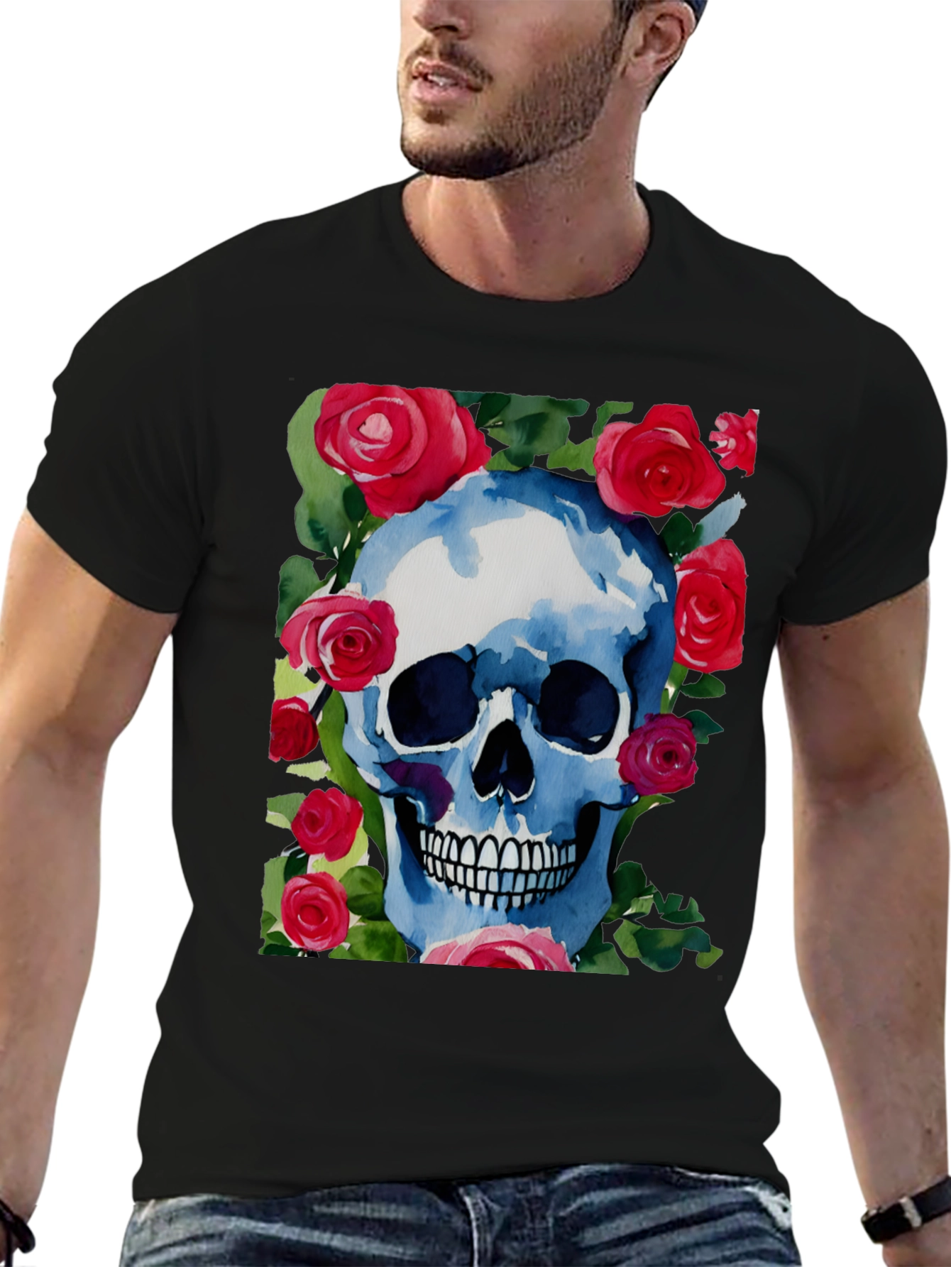 Skull & Roses Graphic Tee - Unique Design