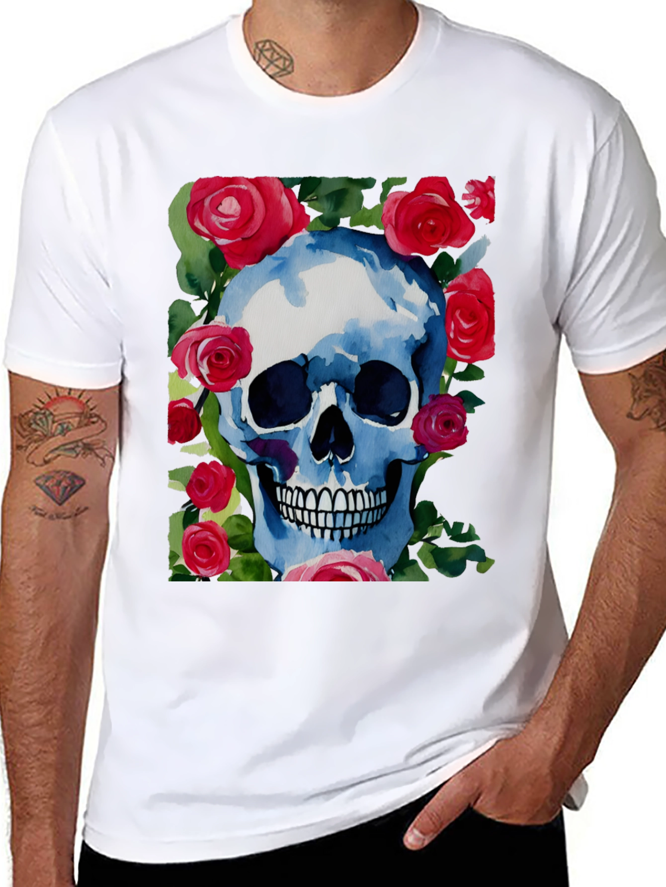 Skull & Roses Graphic Tee - Unique Design