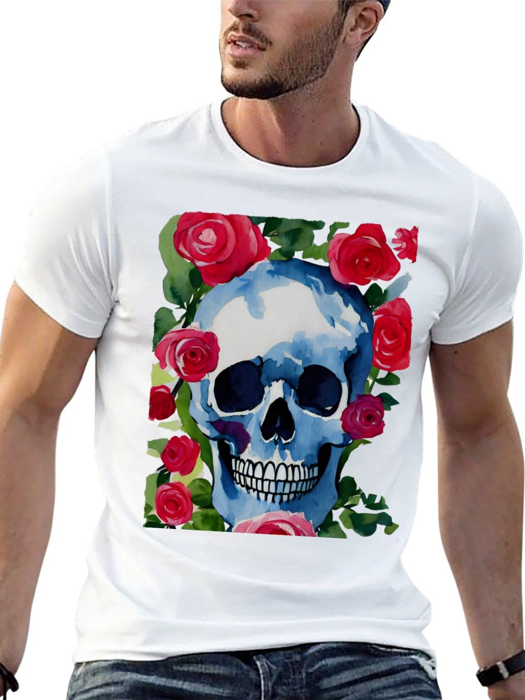 Skull & Roses Graphic Tee - Unique Design