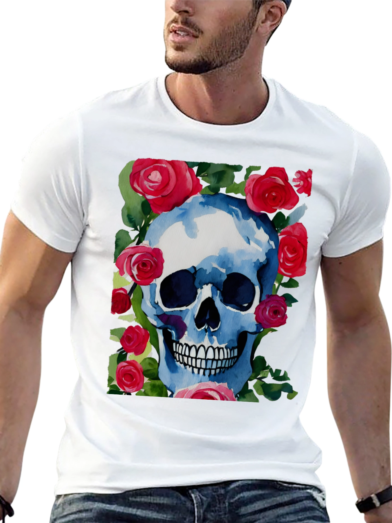 Skull & Roses Graphic Tee - Unique Design
