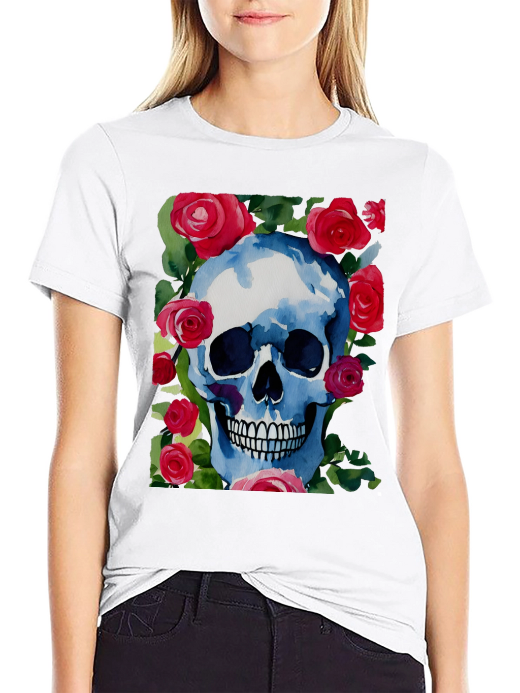 Skull & Roses Graphic Tee - Unique Design