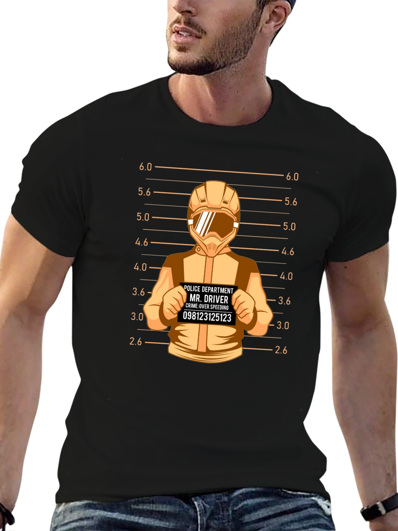 Driver Mugshot Graphic Tee - Speeding Crime Humor