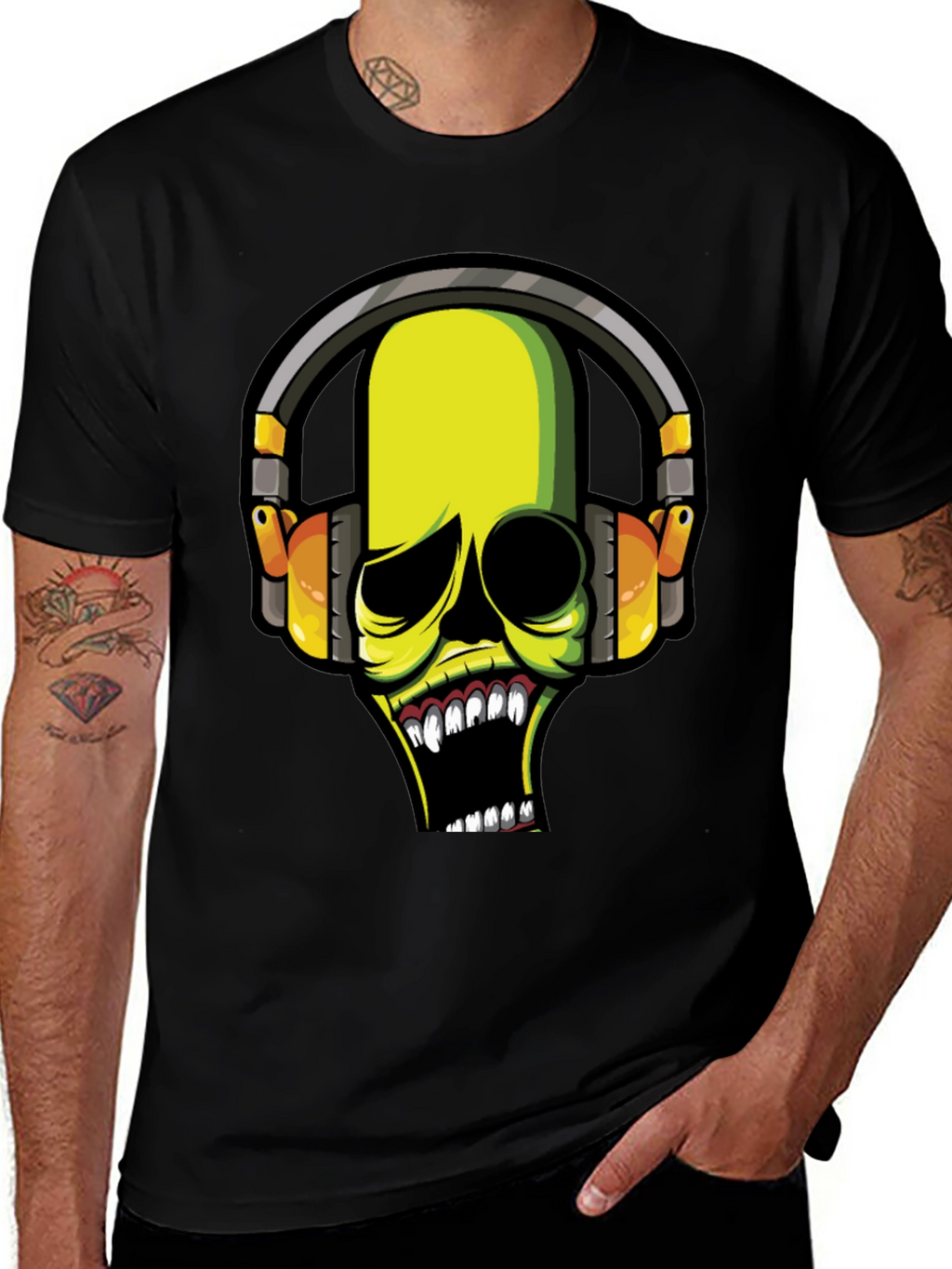 Skull DJ Graphic Tee - Dark T-Shirt