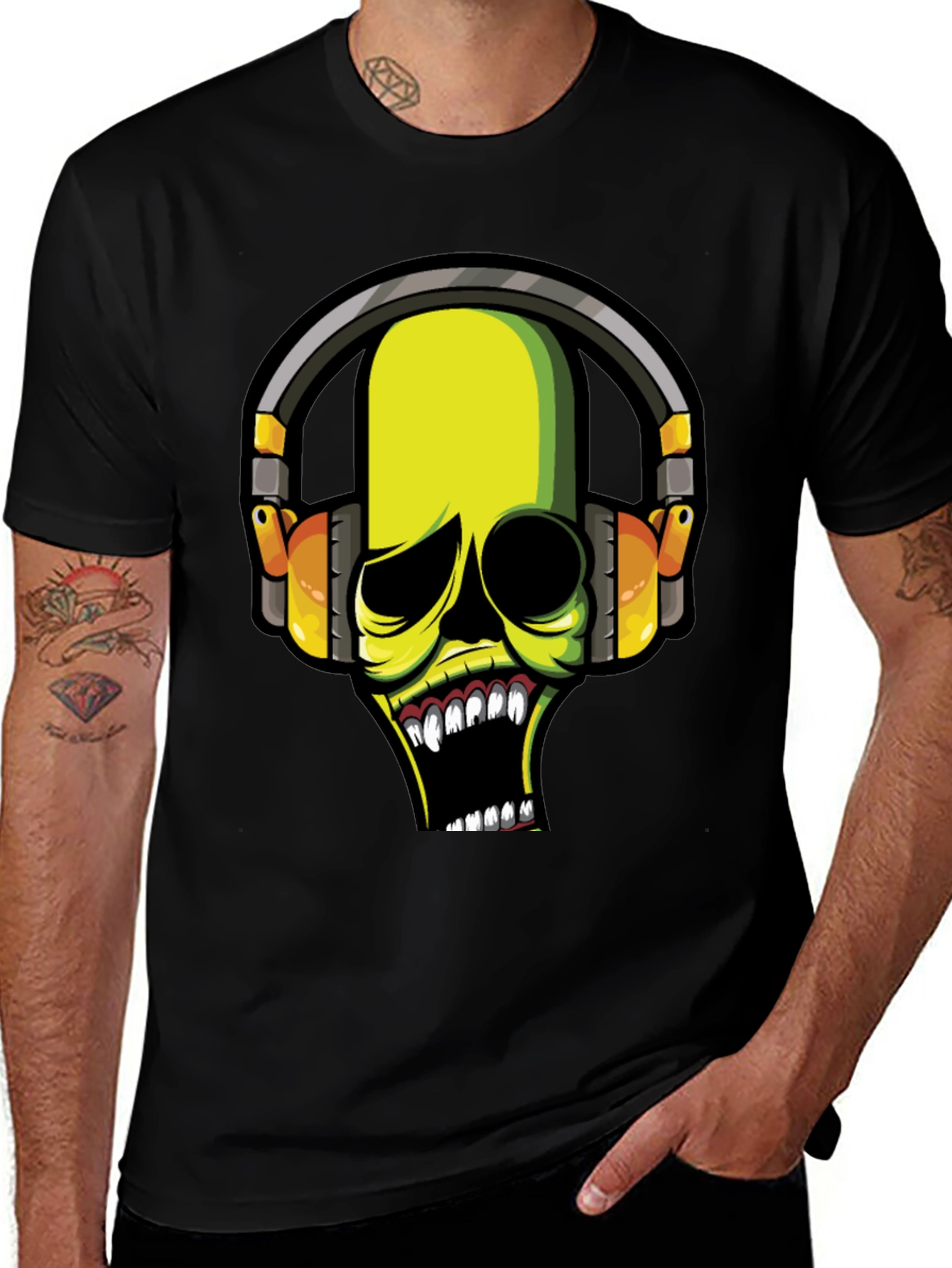 Skull DJ Graphic Tee - Dark T-Shirt