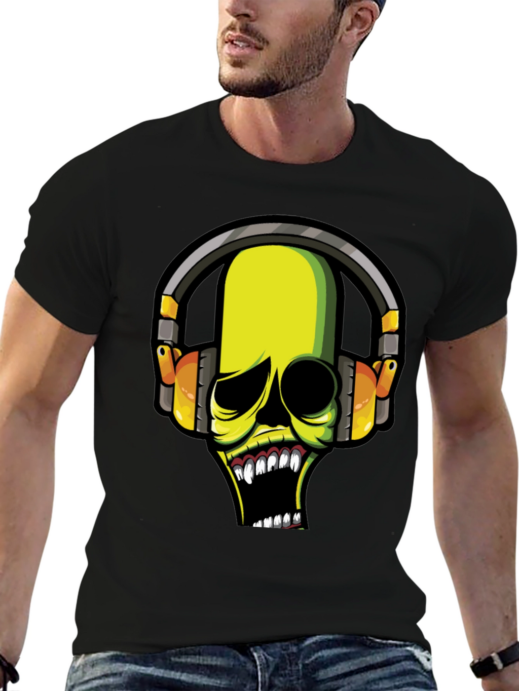 Skull DJ Graphic Tee - Dark T-Shirt