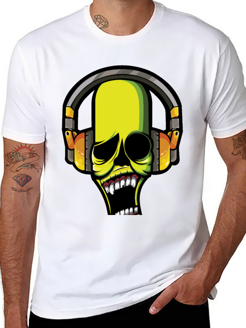 Skull DJ Graphic Tee - Dark T-Shirt