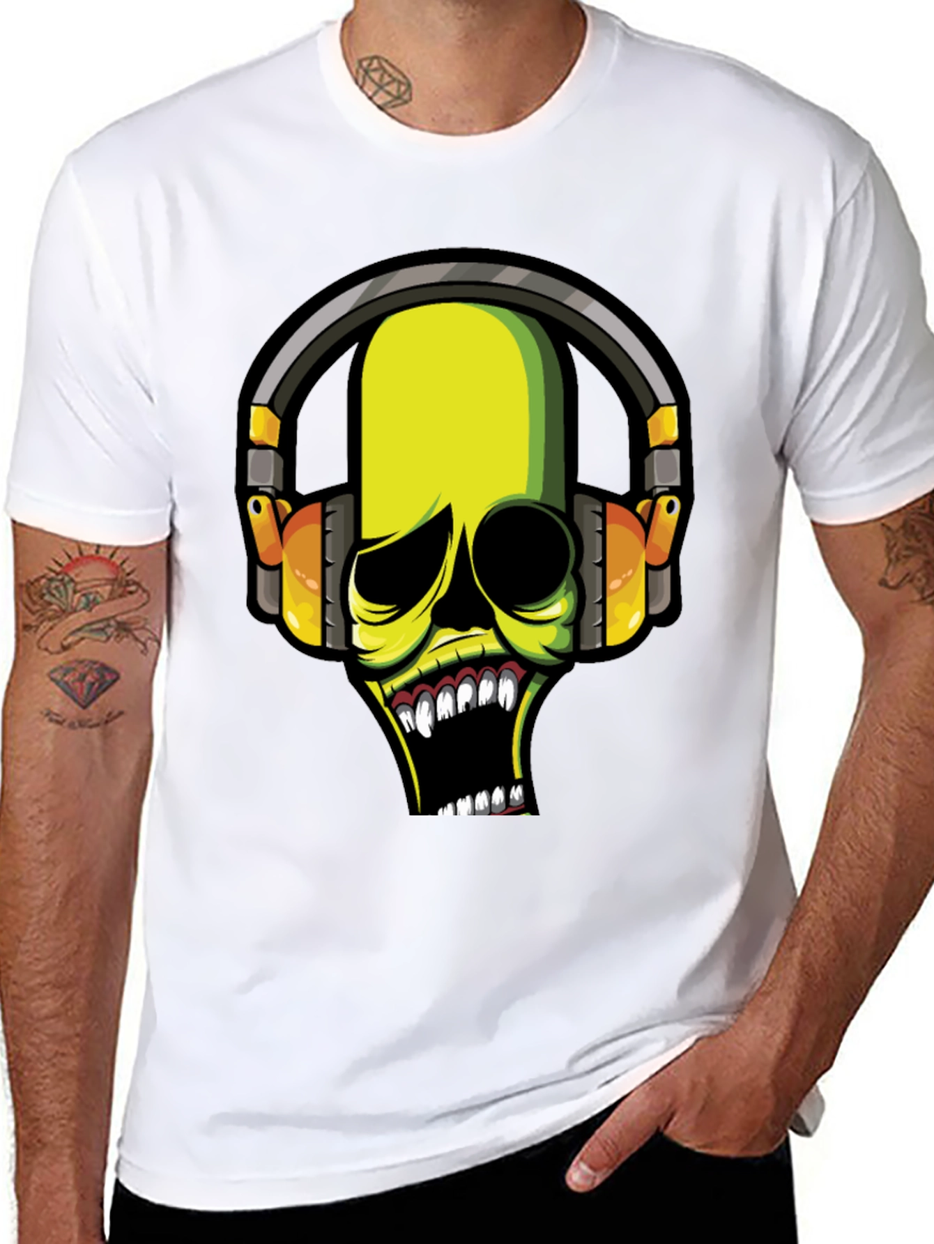 Skull DJ Graphic Tee - Dark T-Shirt