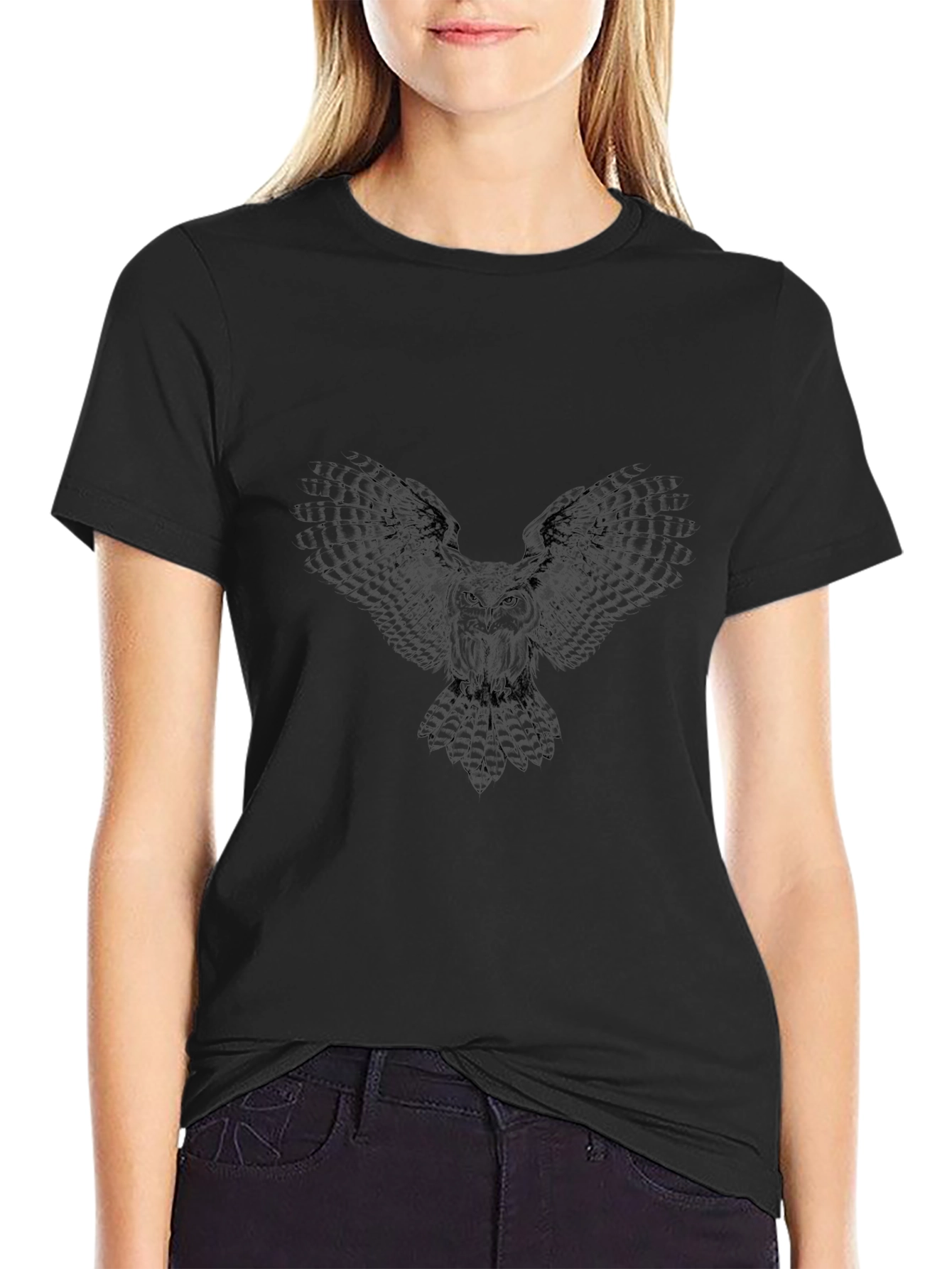 Mens Black Owl Graphic Tee
