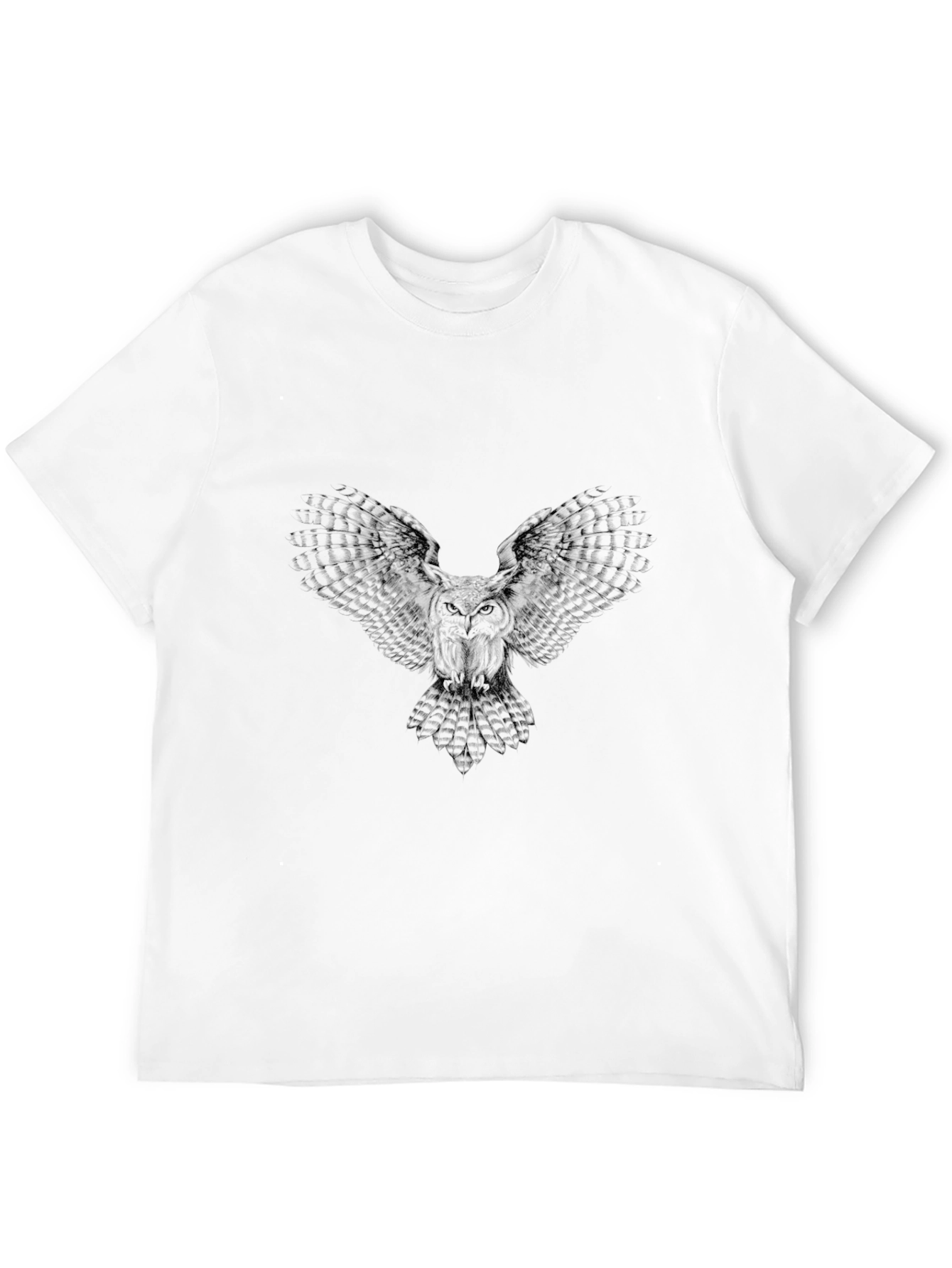 Mens Black Owl Graphic Tee