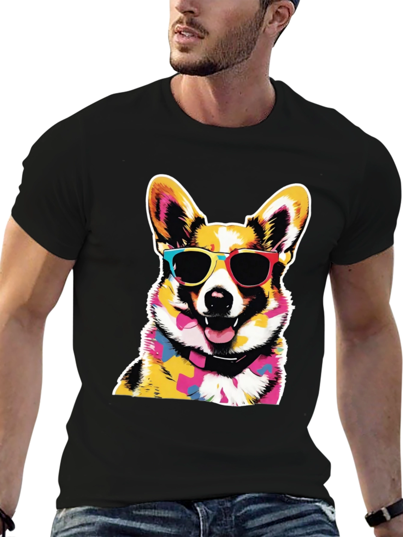 Cool Corgi Graphic Black Tee