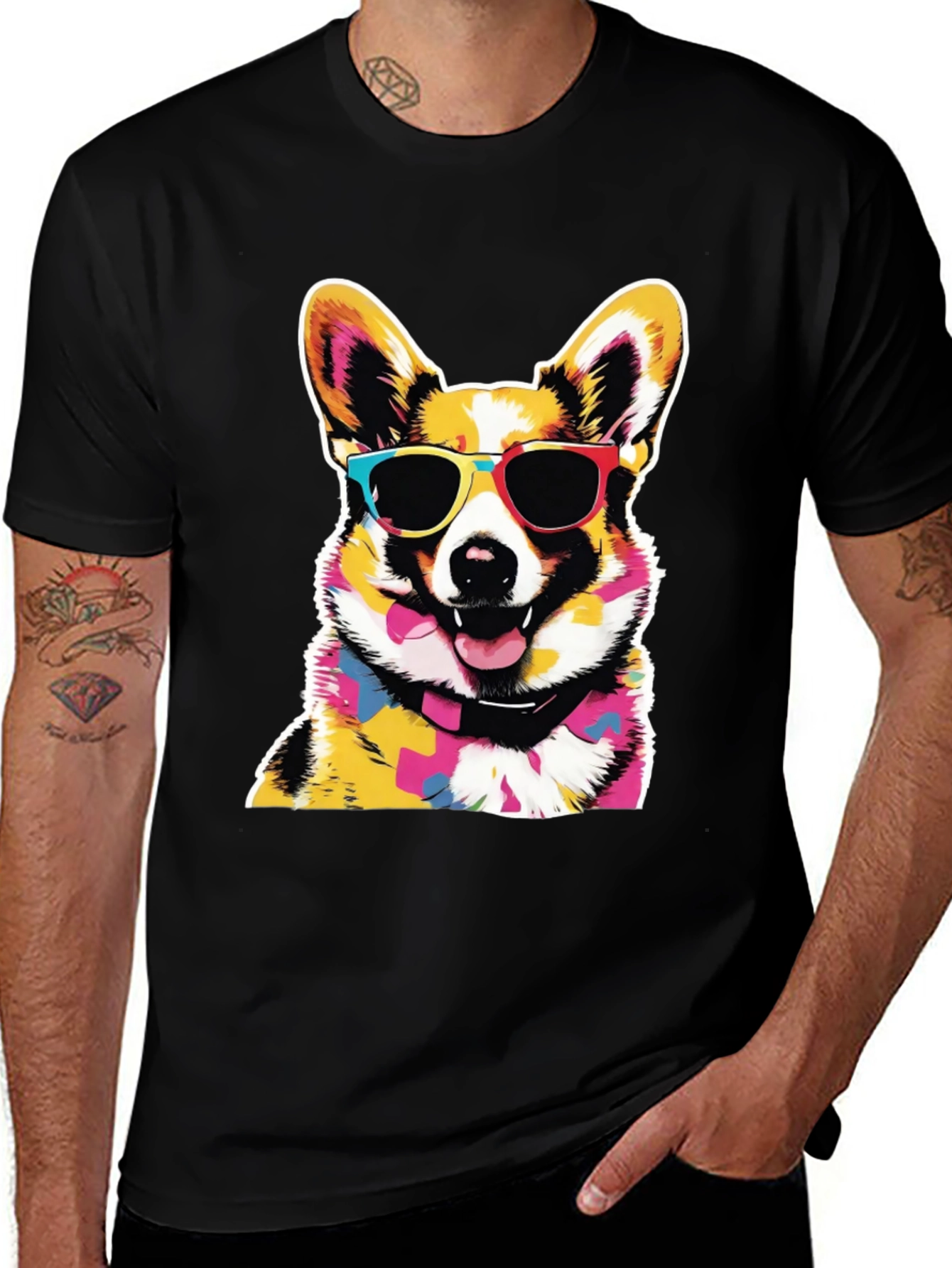 Cool Corgi Graphic Black Tee