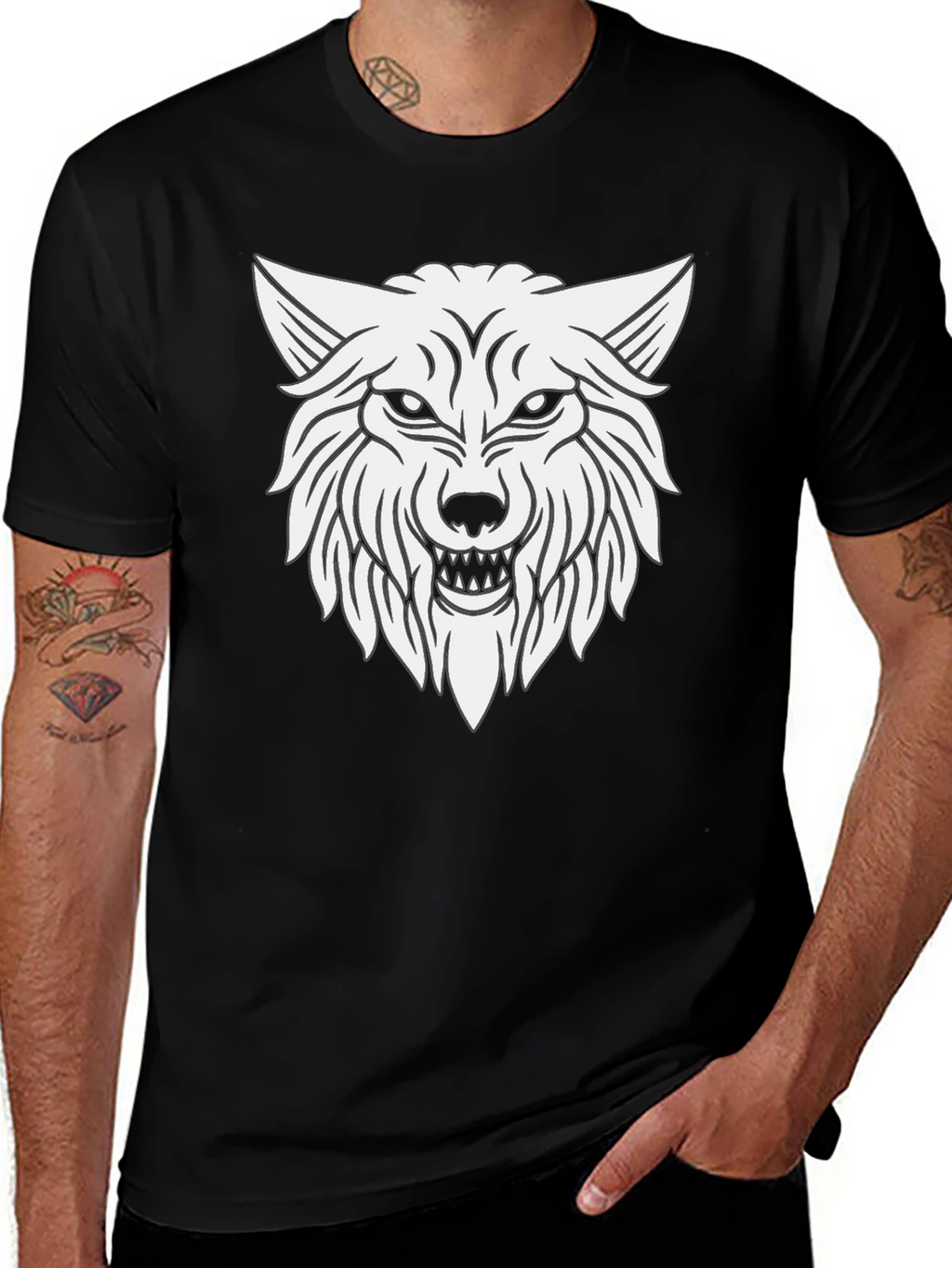 Wolf Graphic T-Shirt - Black Cotton Tee