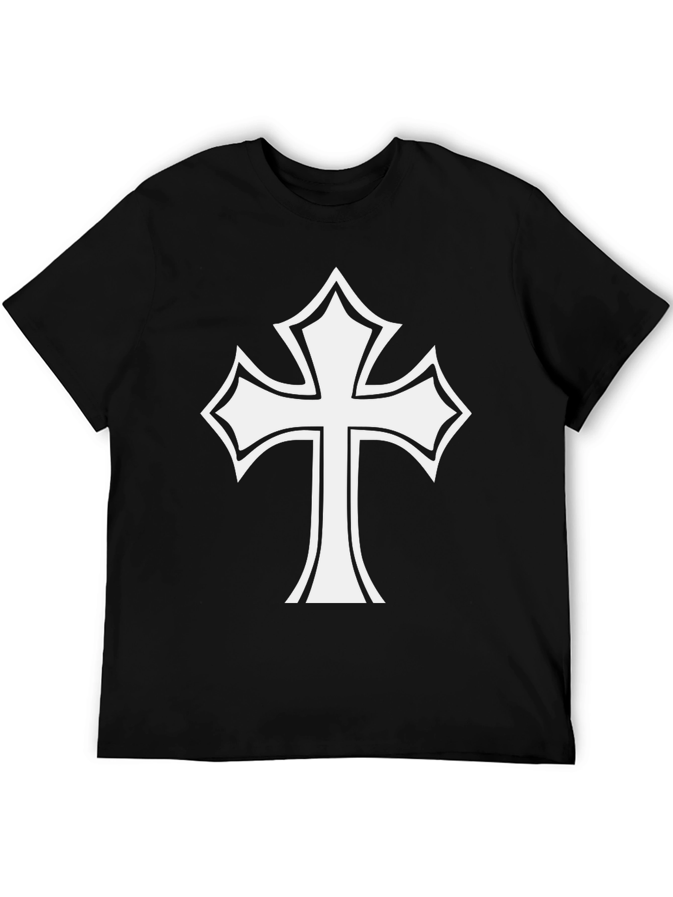 Statement Black T-Shirt with Bold Cross Design