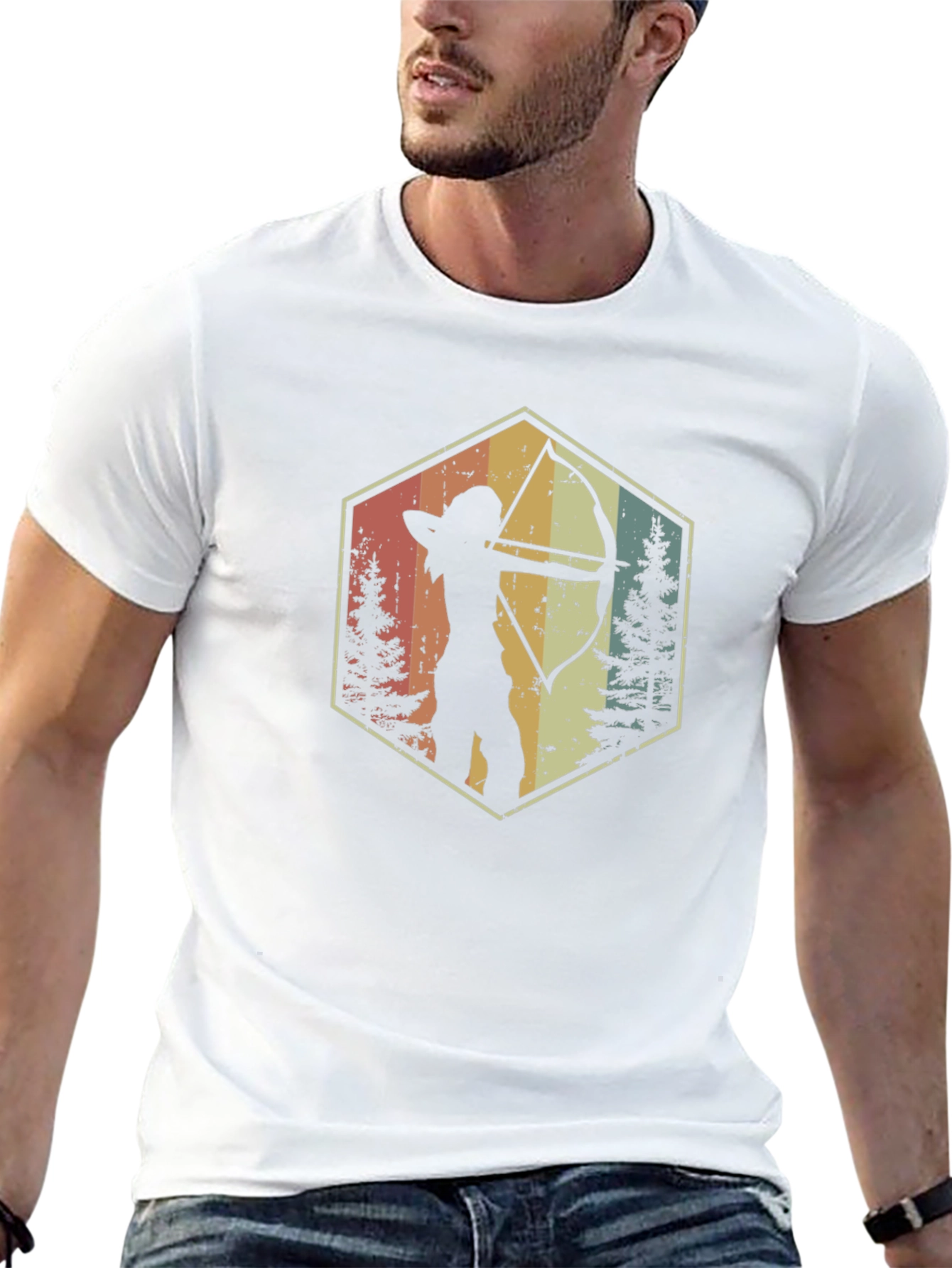 Archery Silhouette Graphic T-Shirt - Retro Style