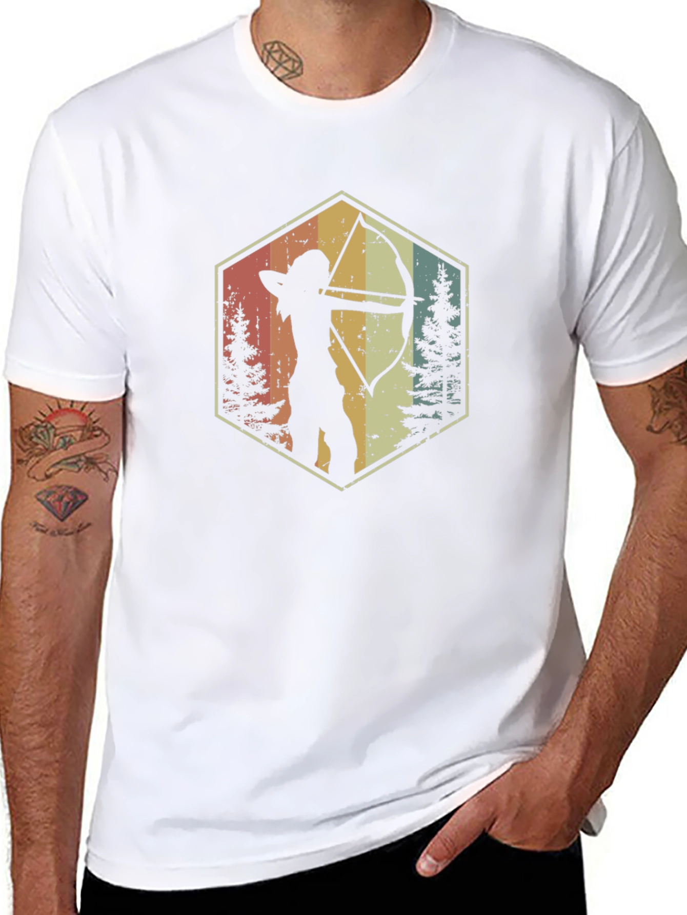 Archery Silhouette Graphic T-Shirt - Retro Style