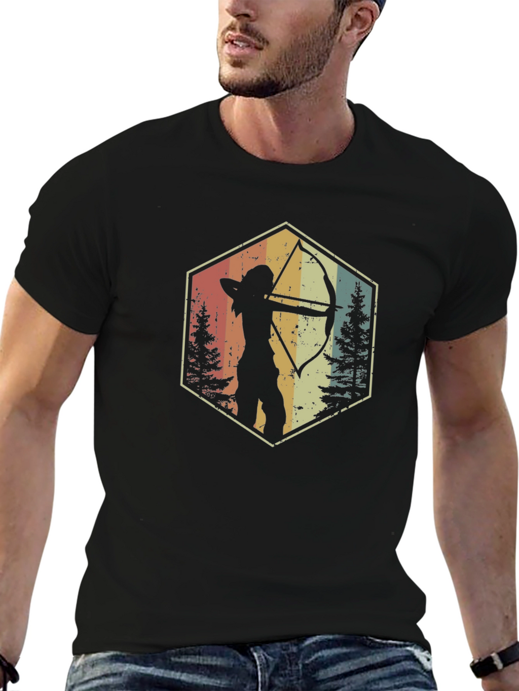 Archery Silhouette Graphic T-Shirt - Retro Style