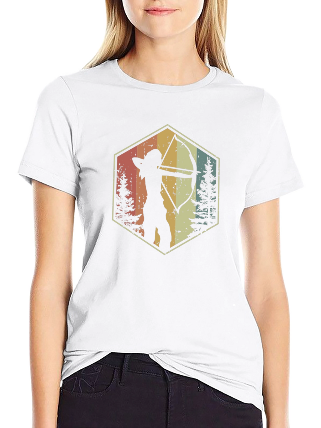 Archery Silhouette Graphic T-Shirt - Retro Style