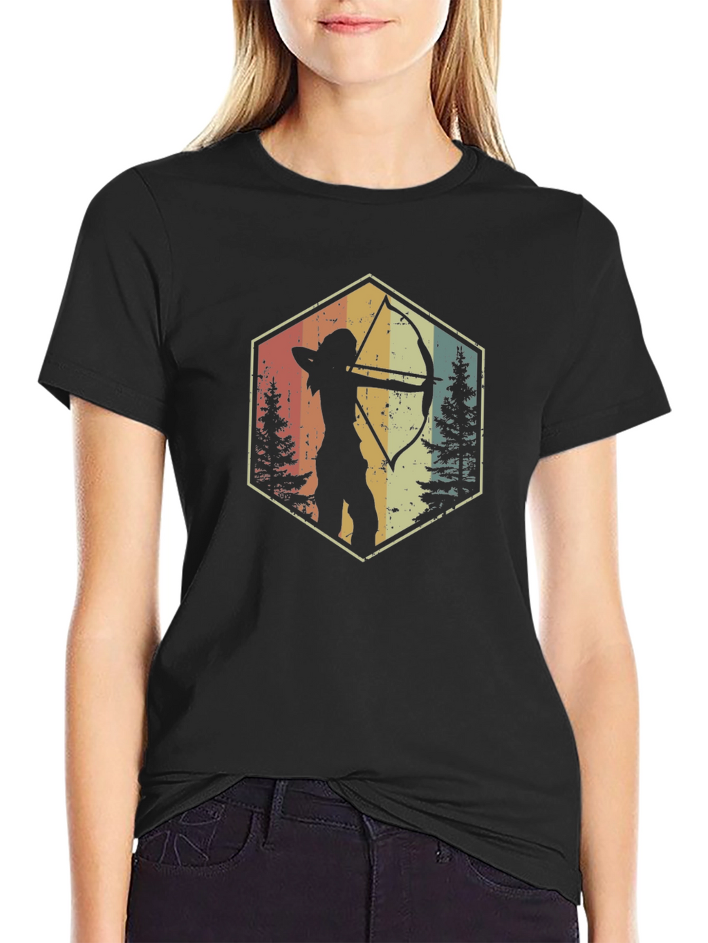 Archery Silhouette Graphic T-Shirt - Retro Style