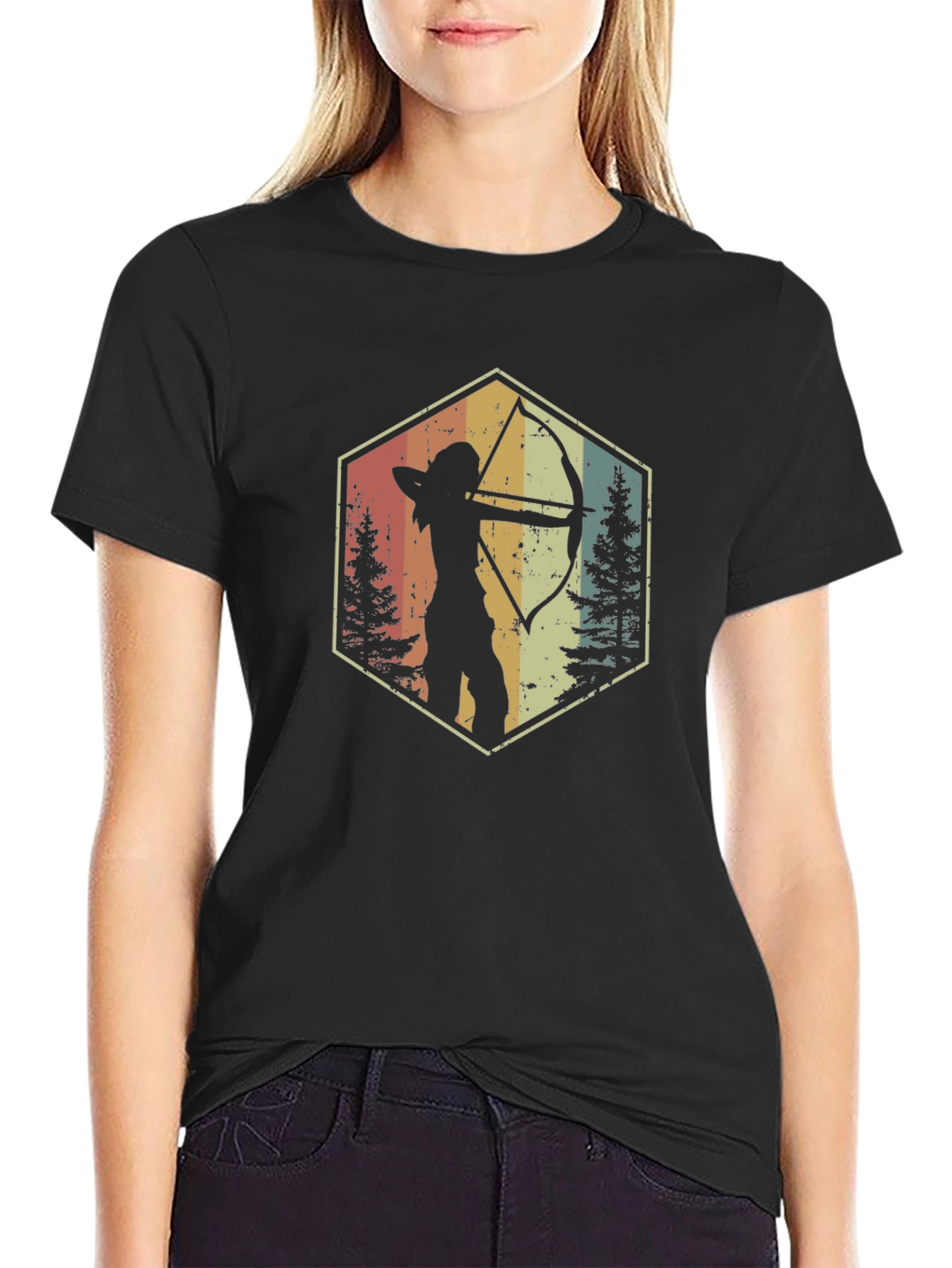 Archery Silhouette Graphic T-Shirt - Retro Style