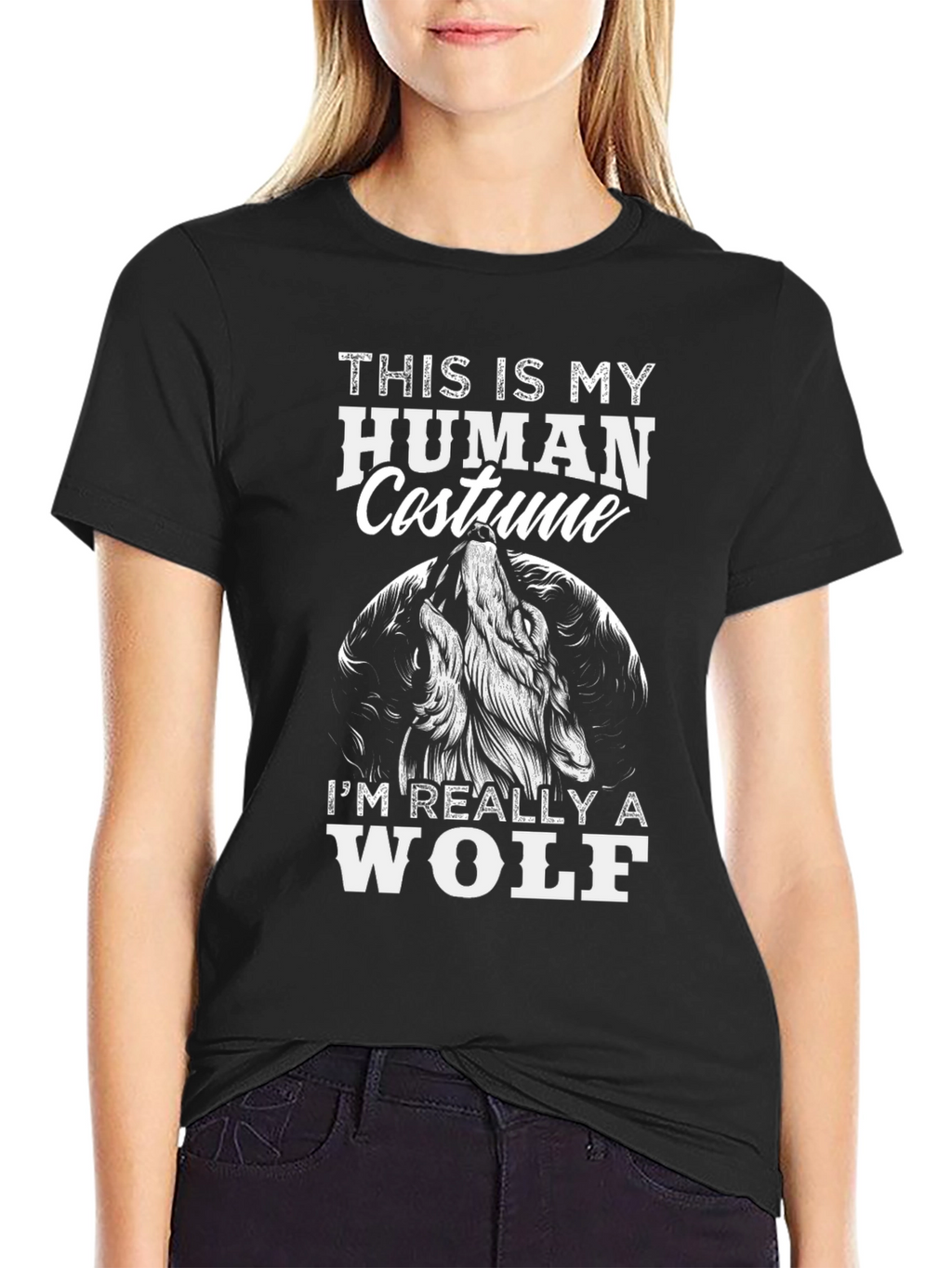 Human Costume Wolf T-Shirt - Funny Halloween Tee