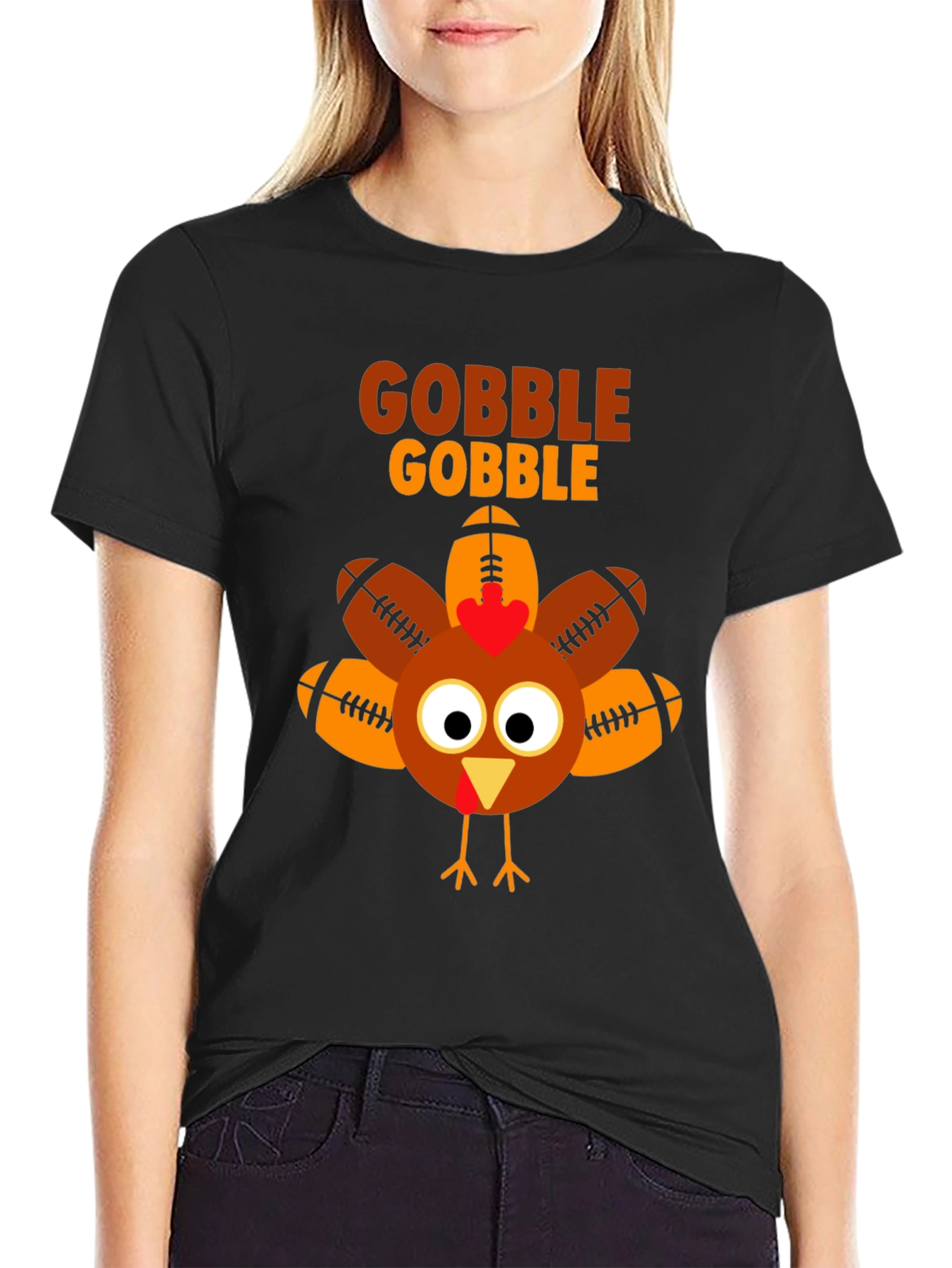 Gobble Football Turkey T-Shirt - Thanksgiving Tee