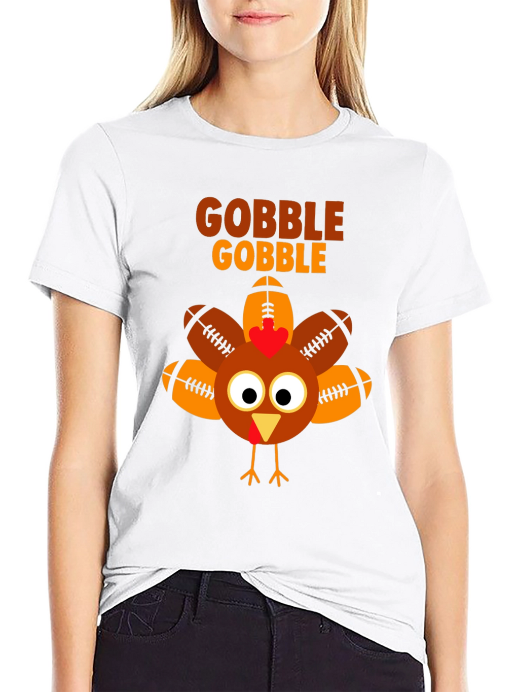 Gobble Football Turkey T-Shirt - Thanksgiving Tee