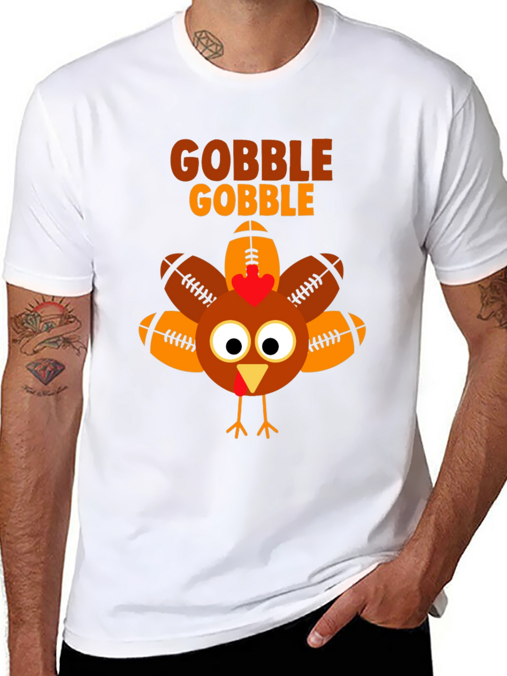 Gobble Football Turkey T-Shirt - Thanksgiving Tee
