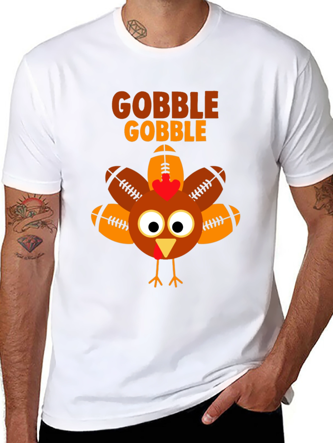 Gobble Football Turkey T-Shirt - Thanksgiving Tee