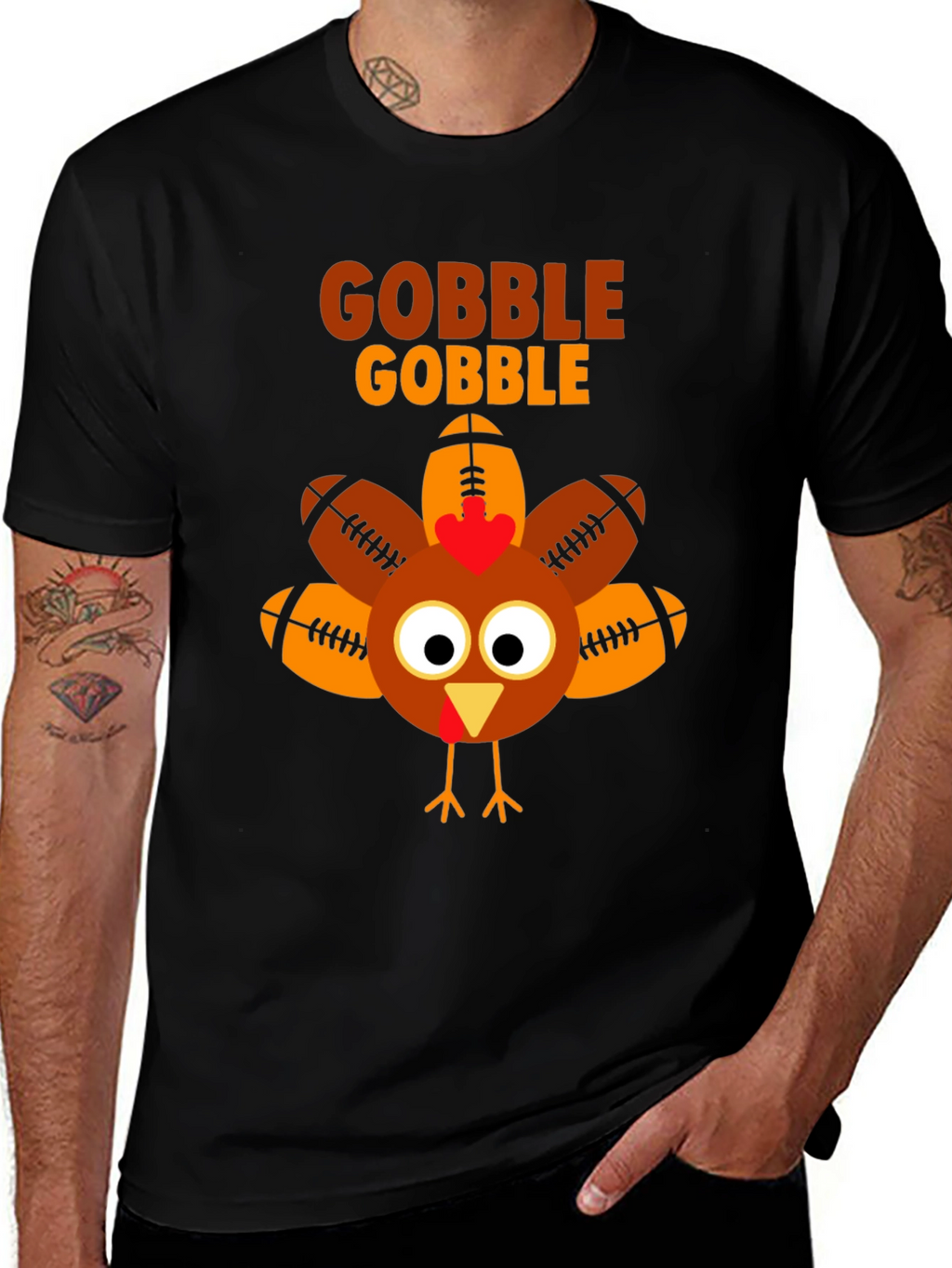 Gobble Football Turkey T-Shirt - Thanksgiving Tee