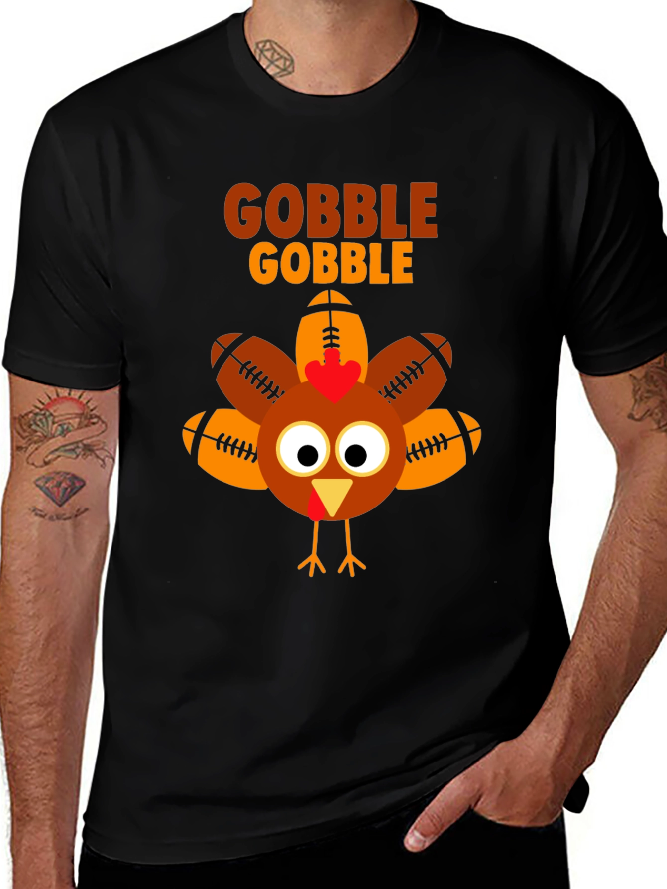 Gobble Football Turkey T-Shirt - Thanksgiving Tee