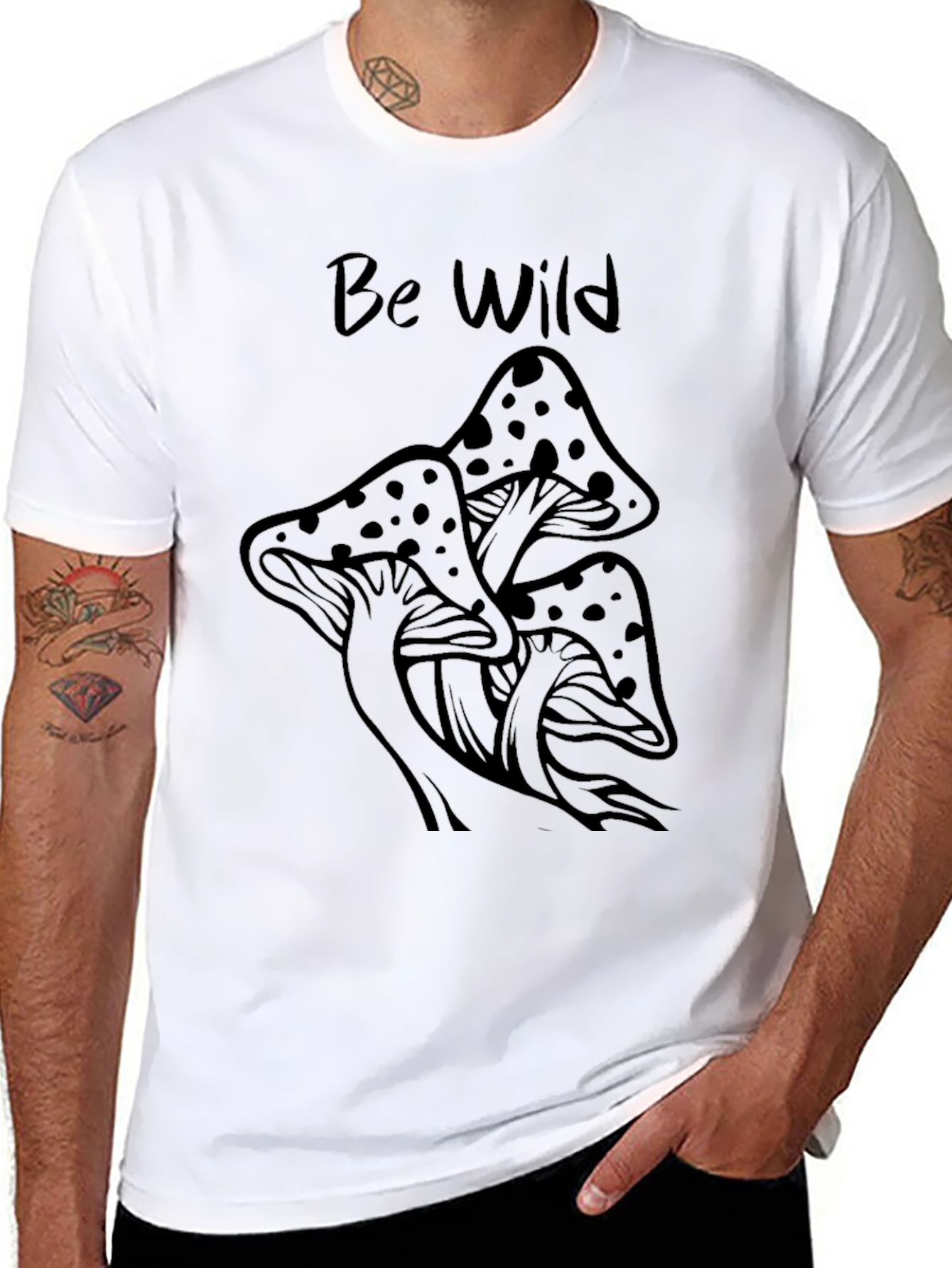Be Wild Mushroom Graphic Tee - Black