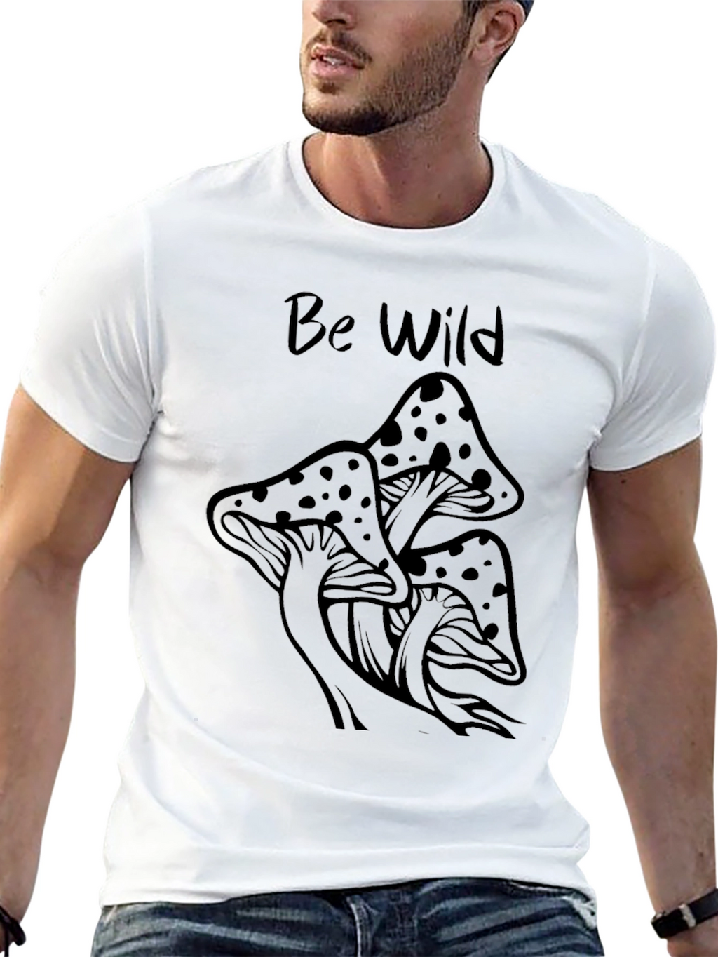 Be Wild Mushroom Graphic Tee - Black