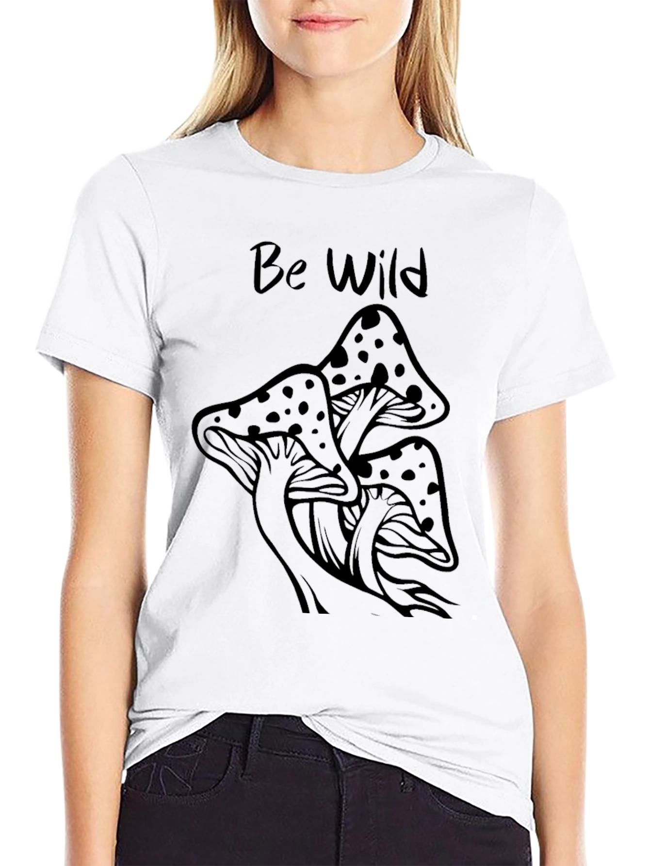 Be Wild Mushroom Graphic Tee - Black