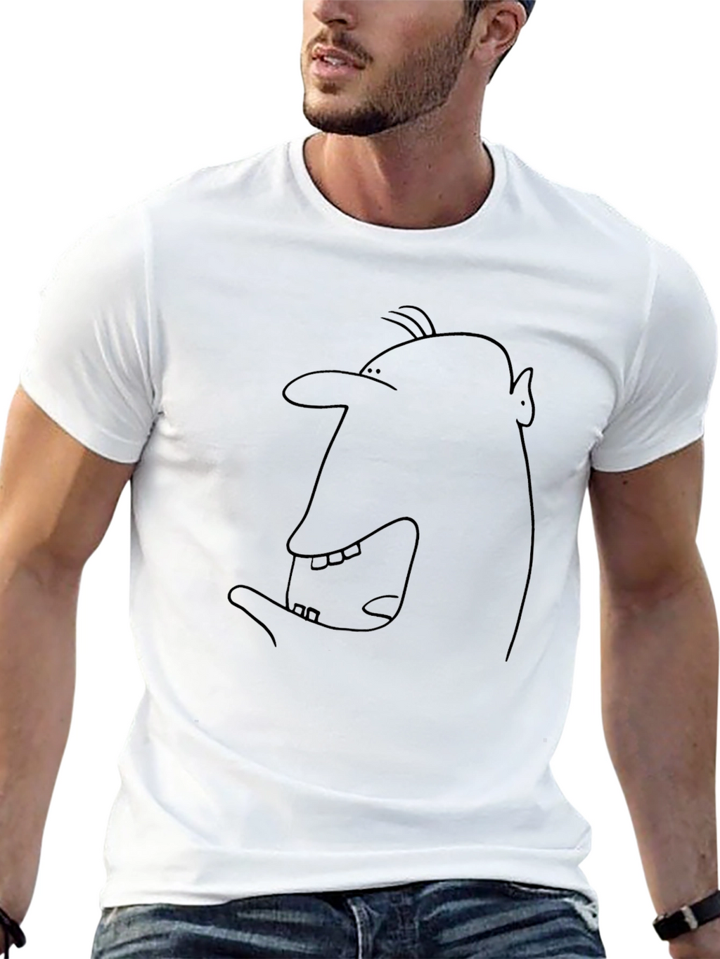 Funny Face Outline Black T-Shirt
