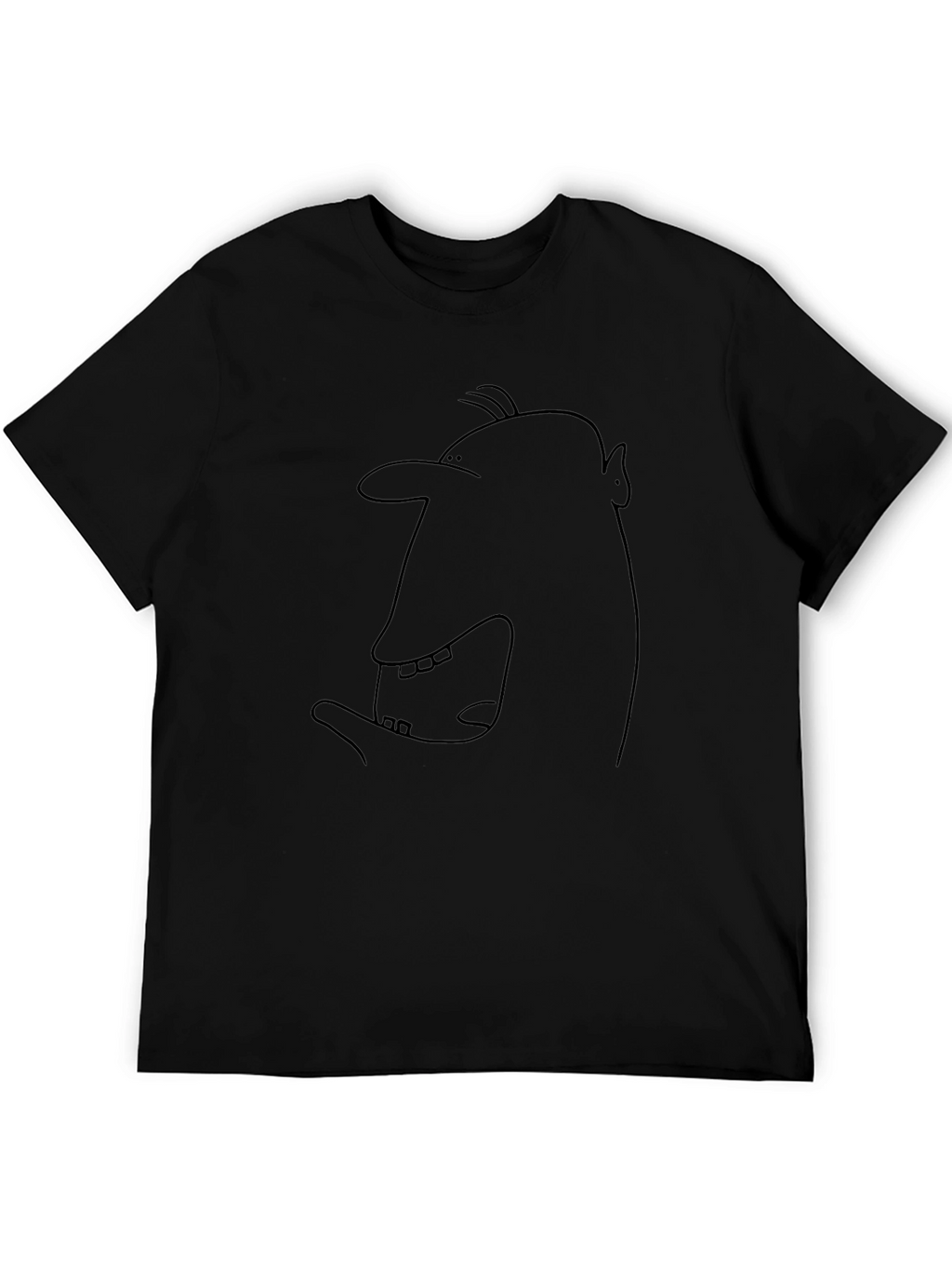Funny Face Outline Black T-Shirt