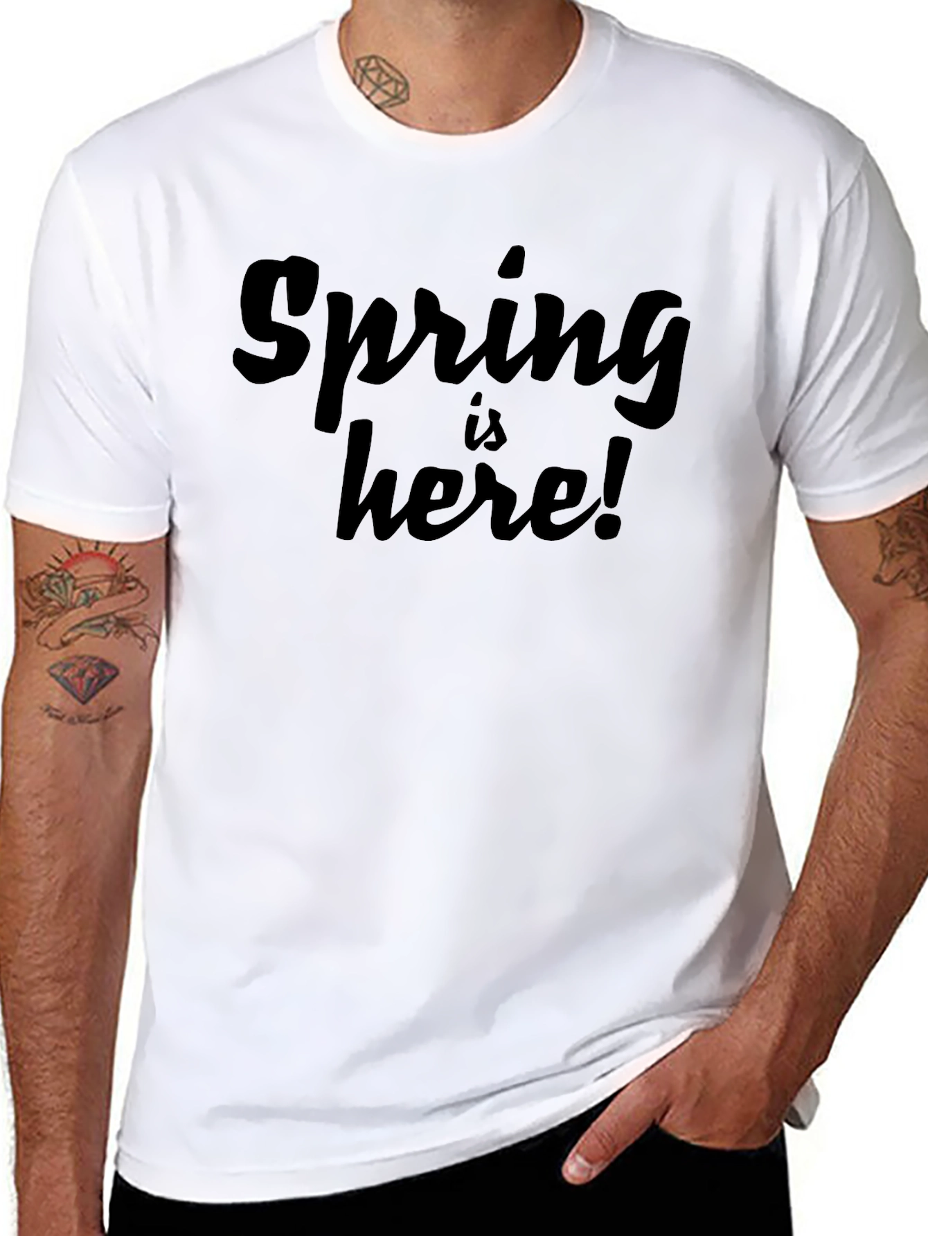 Spring is Here! Black Graphic T-Shirt