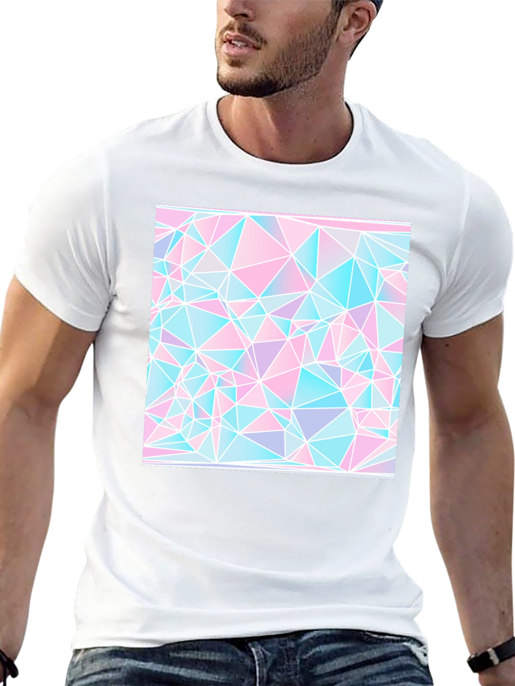 Geometric Triangle Print Black Tee