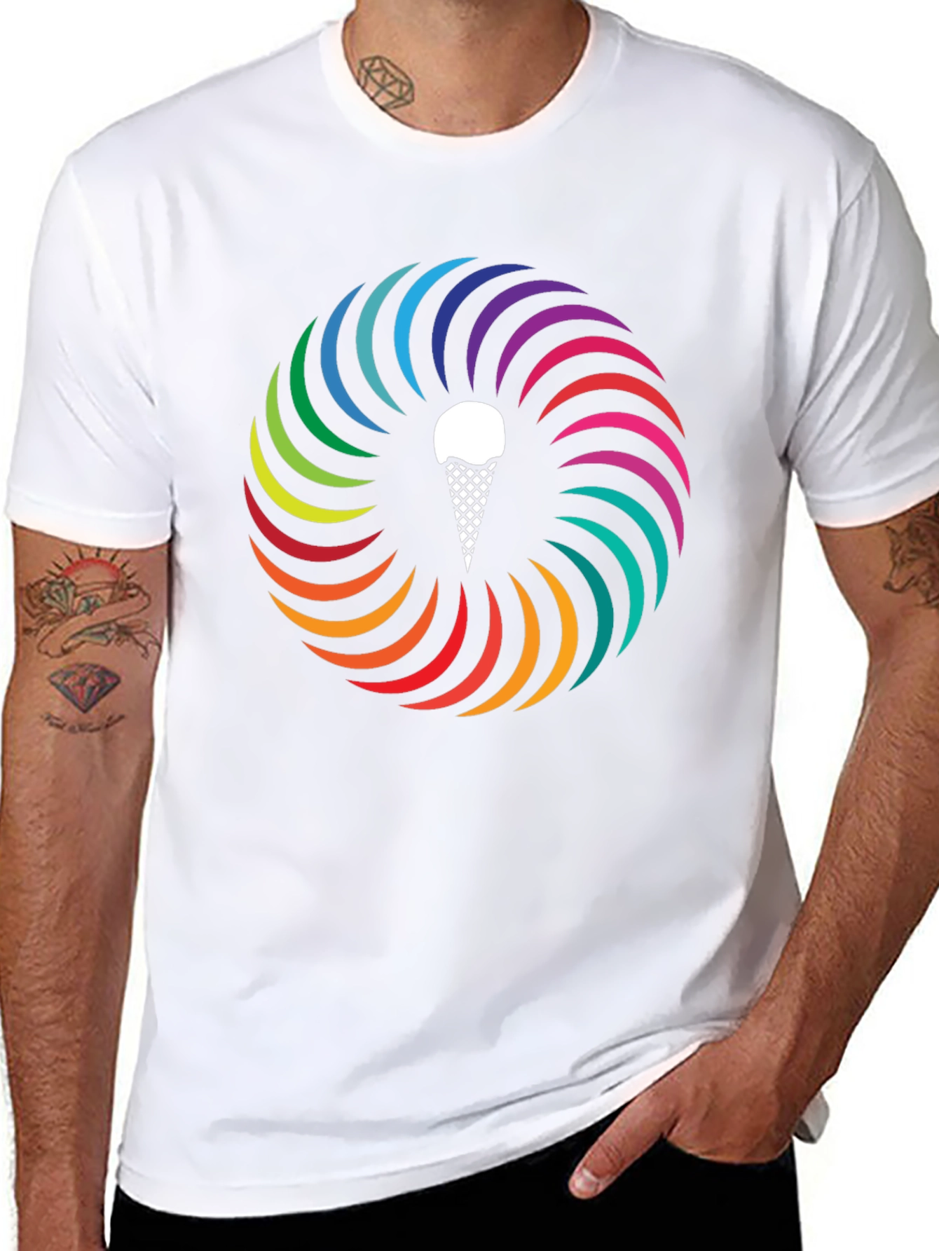 Rainbow Ice Cream Cone Graphic Tee