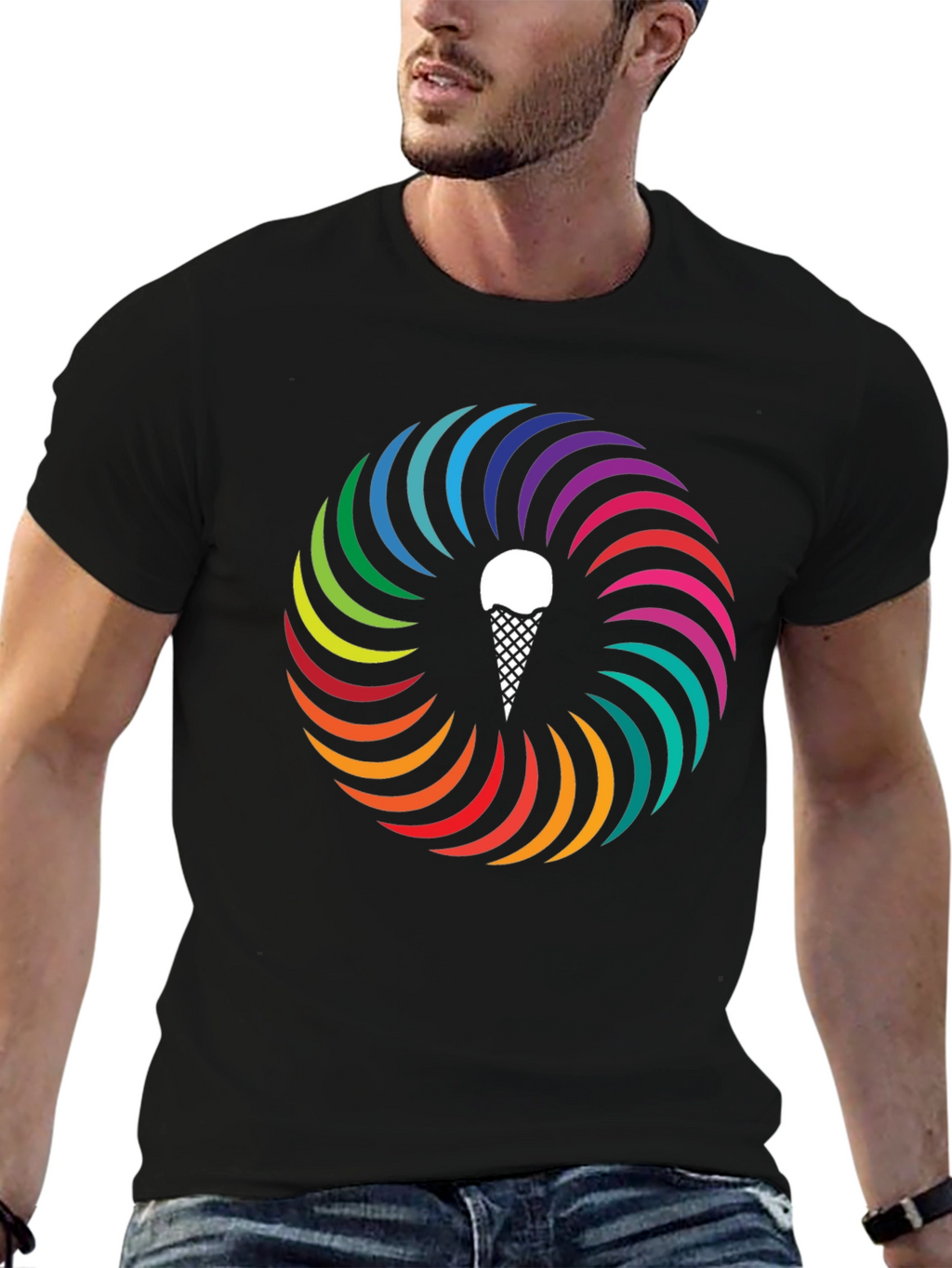 Rainbow Ice Cream Cone Graphic Tee