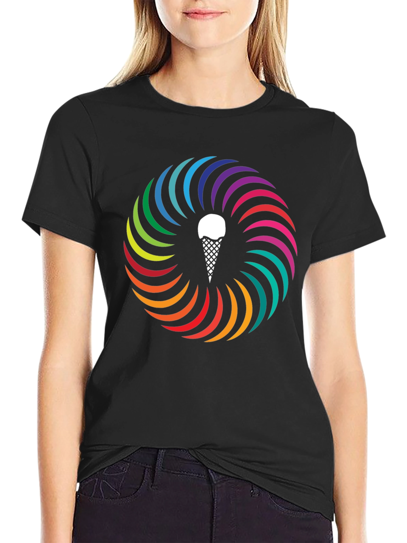 Rainbow Ice Cream Cone Graphic Tee