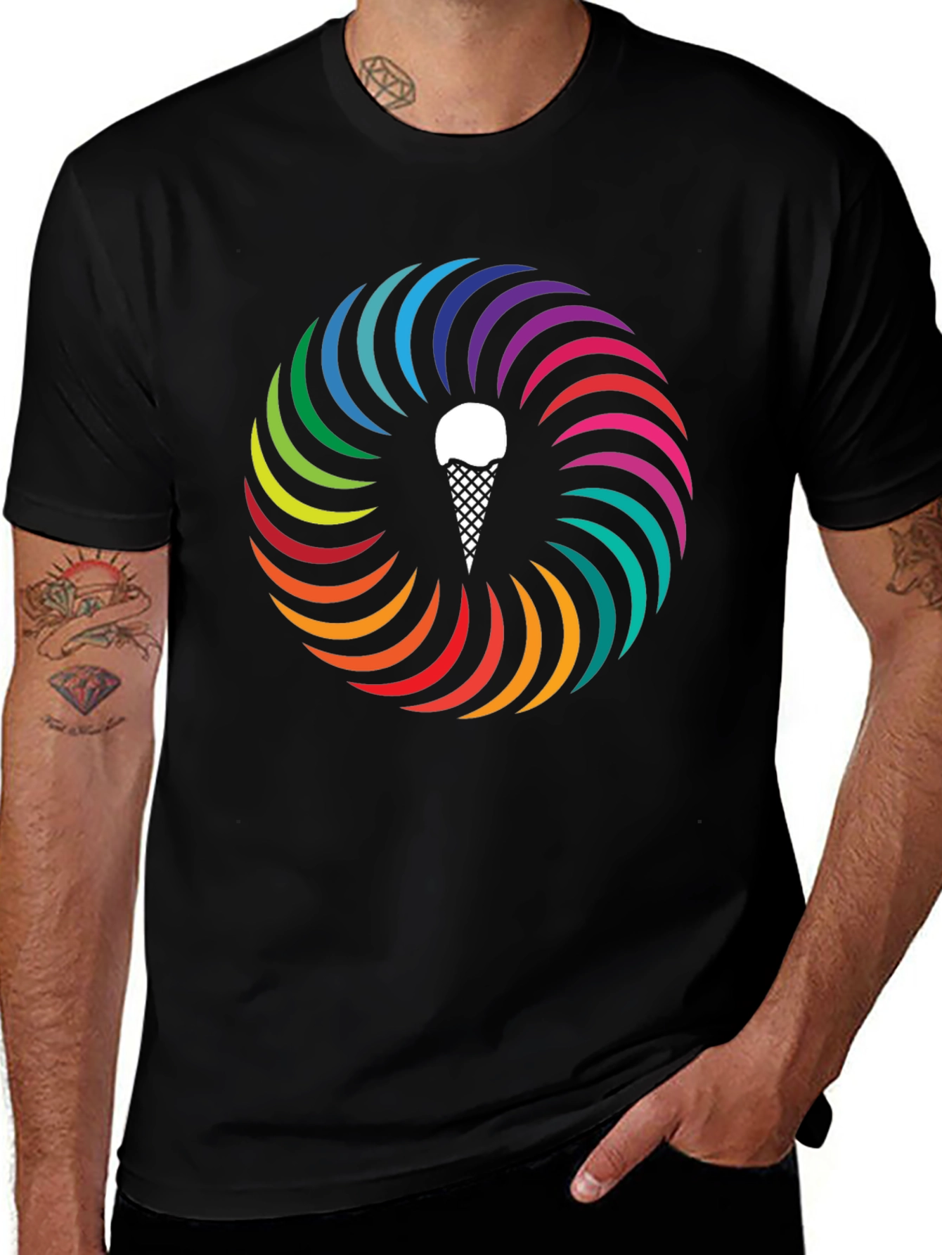 Rainbow Ice Cream Cone Graphic Tee